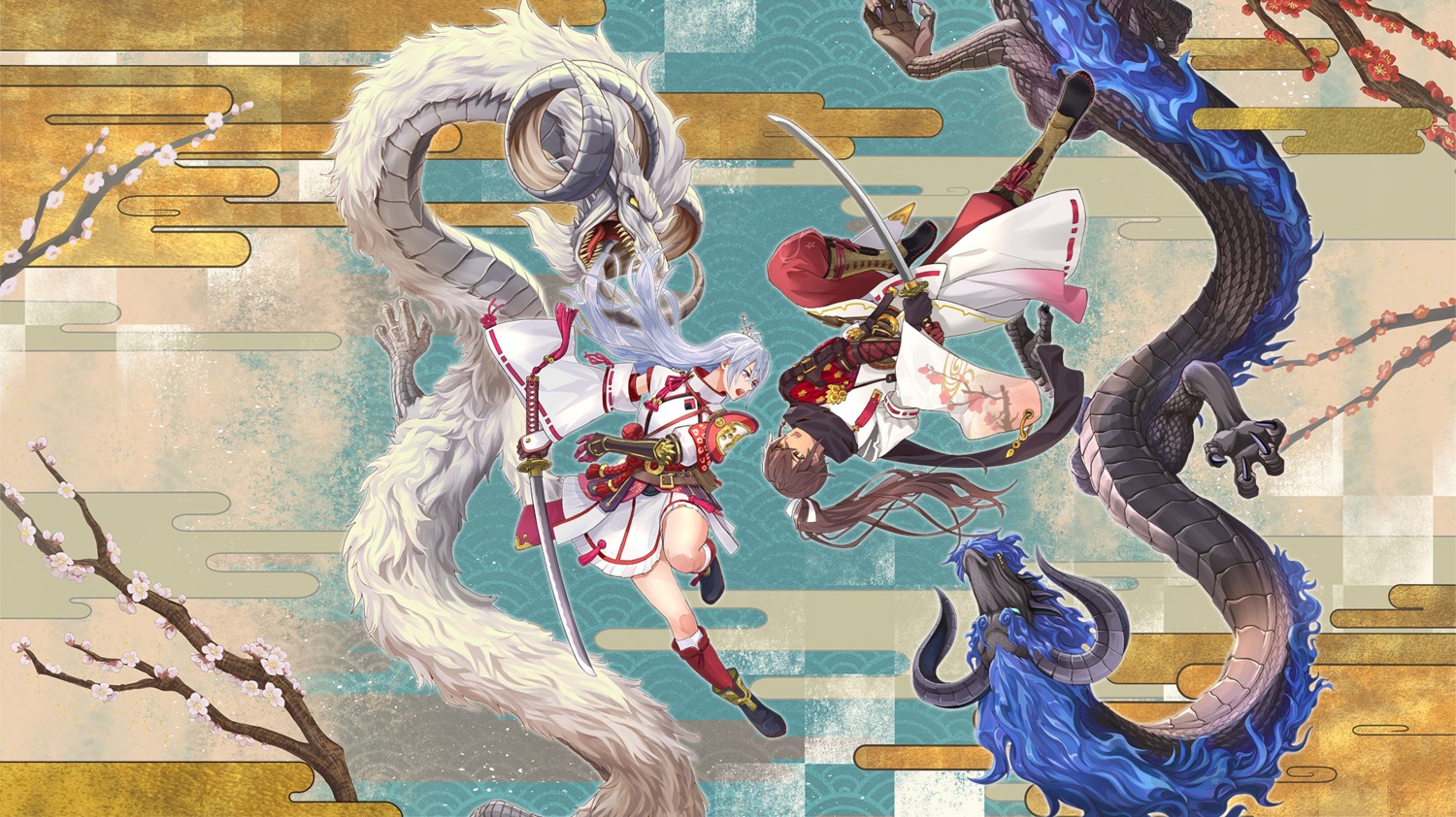 armor, japanese_clothes, marvelous_entertainment, monster, ryuu_no_kuni_rune_factory, skirt_lift, sword, tagme