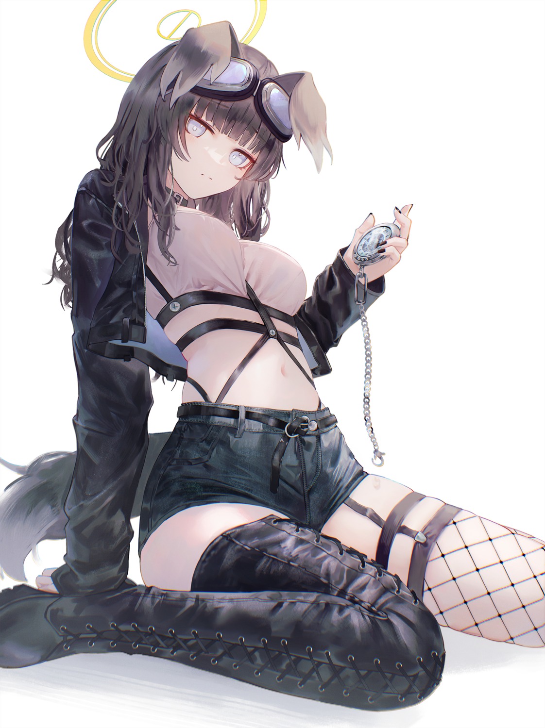 animal_ears, blue_archive, fishnets, flippy_(cripine111), halo, inumimi, nekozuka_hibiki, stockings