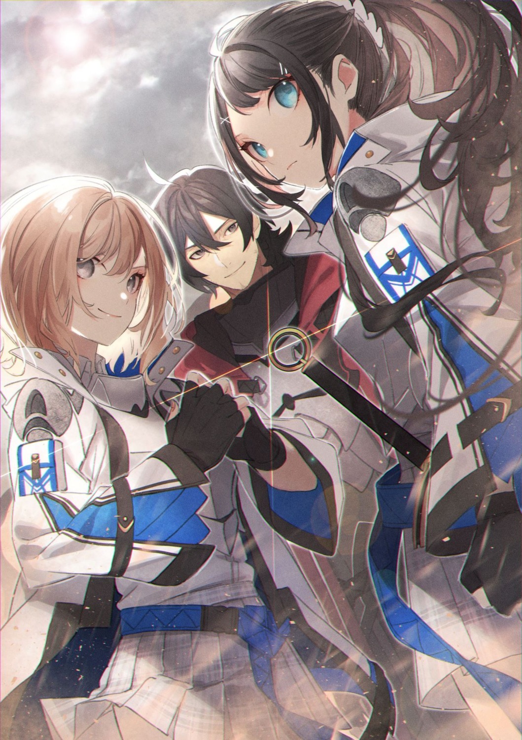 armor, asada_kana, igami_kousuke, kuwashima_rein, miyano_mizuki, saitei_rank_no_boukensha_yuusha_shoujo_wo_sodateru, seifuku, skirt_lift