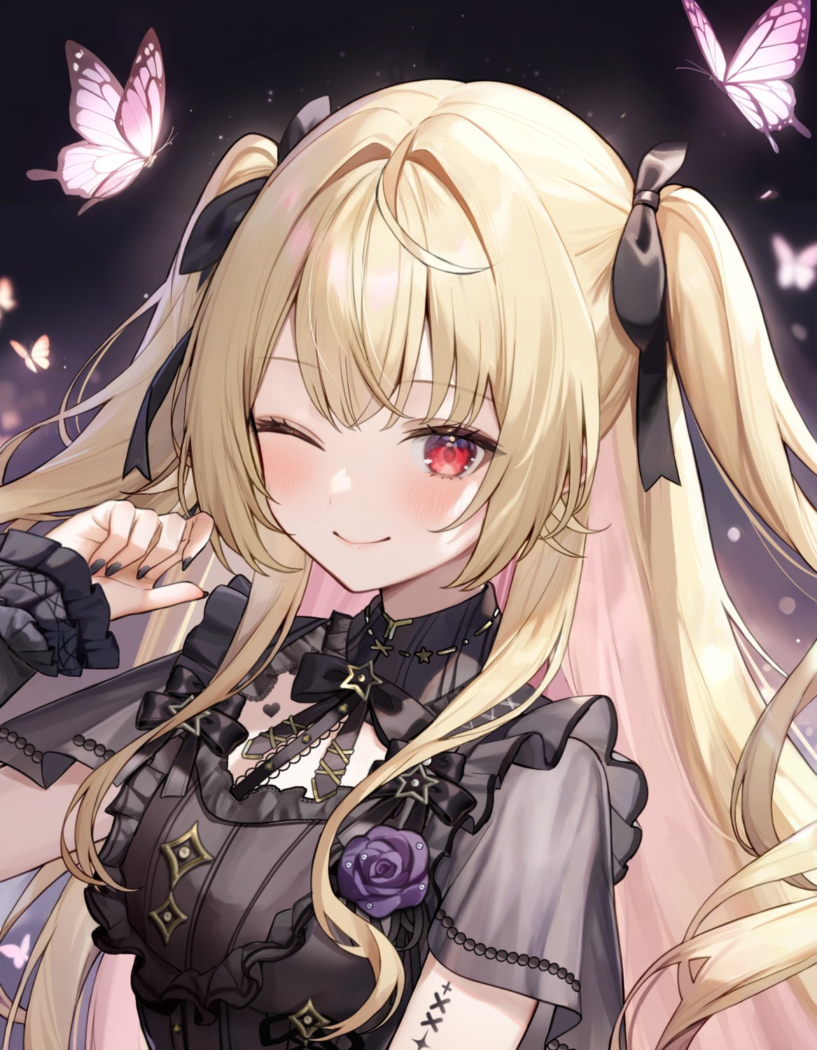 aria_(ariacue), gothic_lolita, hoshikawa_sara, lolita_fashion, nijisanji, tattoo