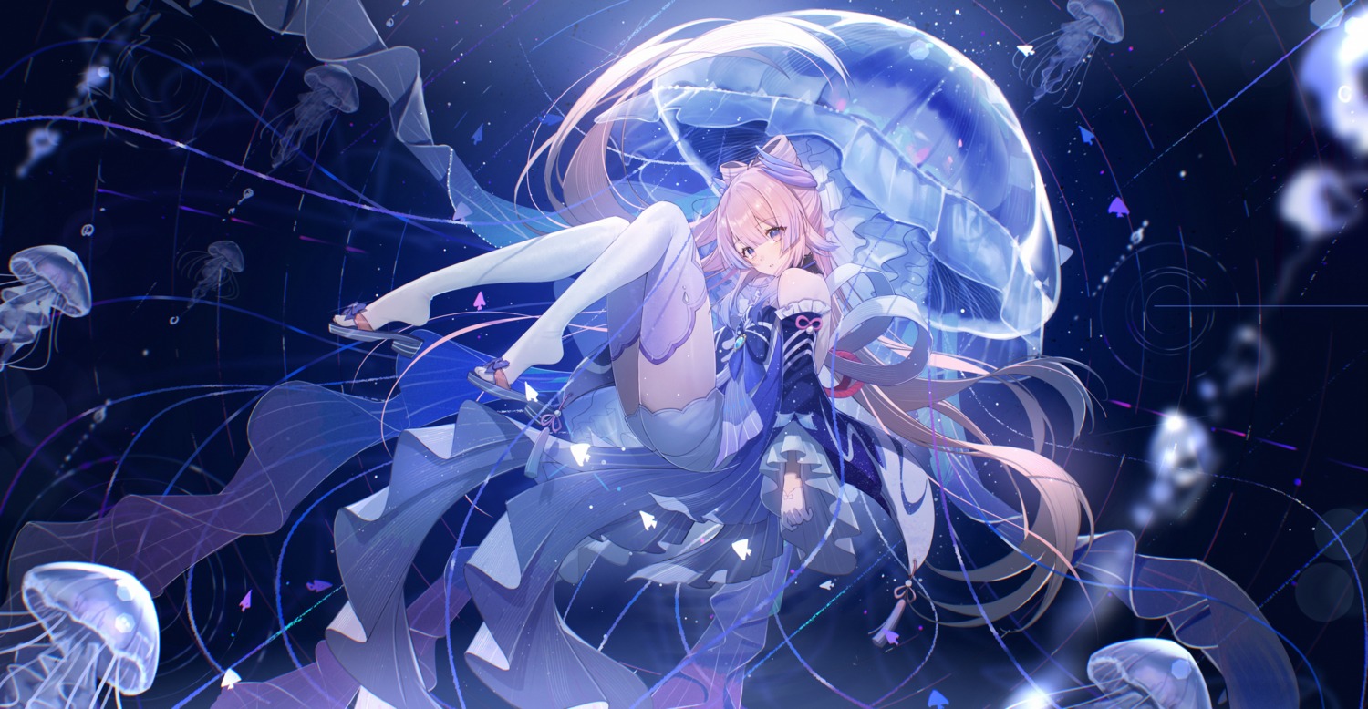 detexted, genshin_impact, sangonomiya_kokomi, thighhighs, yolanda