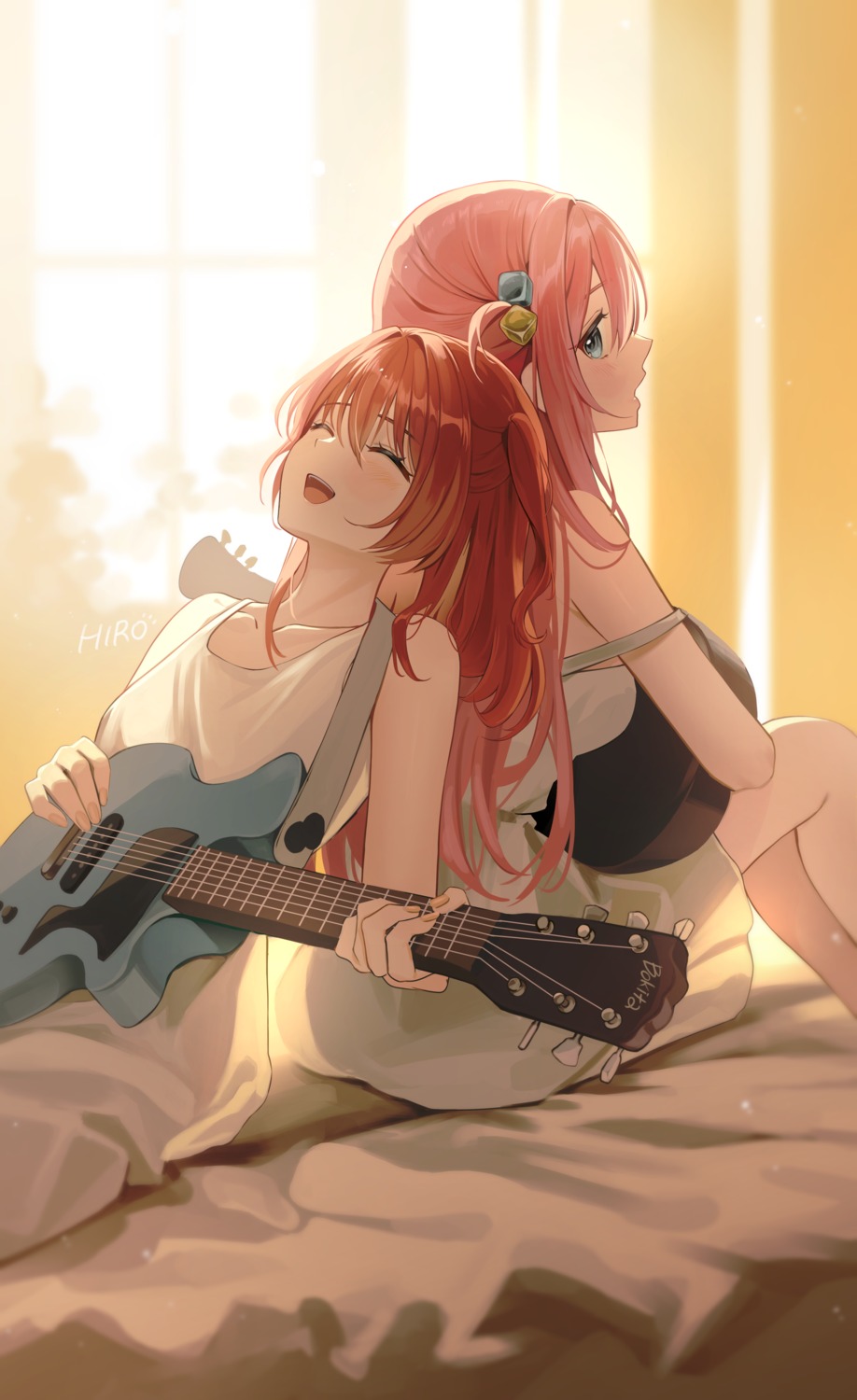 bocchi_the_rock!, dress, gotou_hitori, guitar, kita_ikuyo, rounizm
