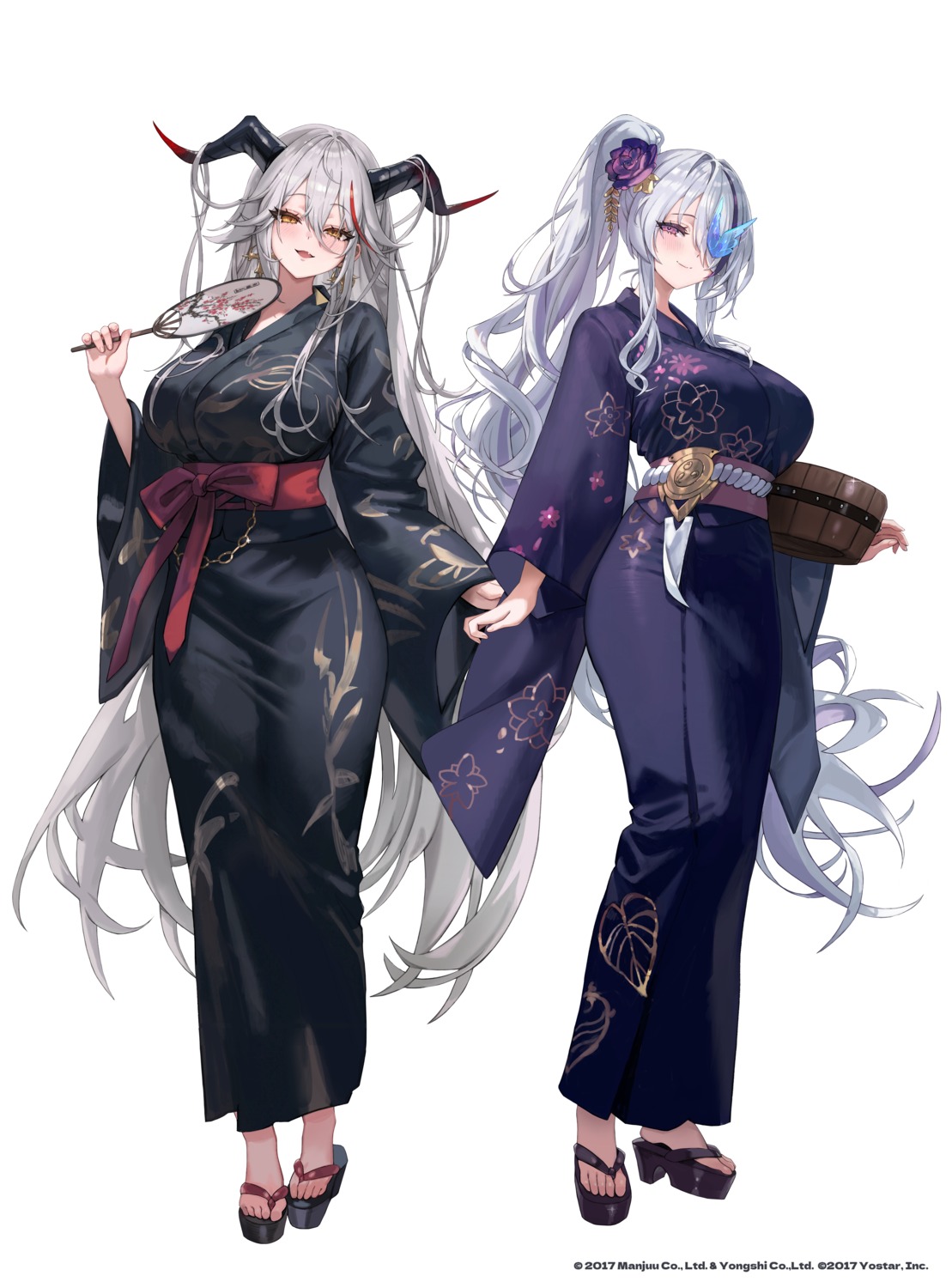 aegir_(azur_lane), azur_lane, freng, horns, unzen_(azur_lane), yukata