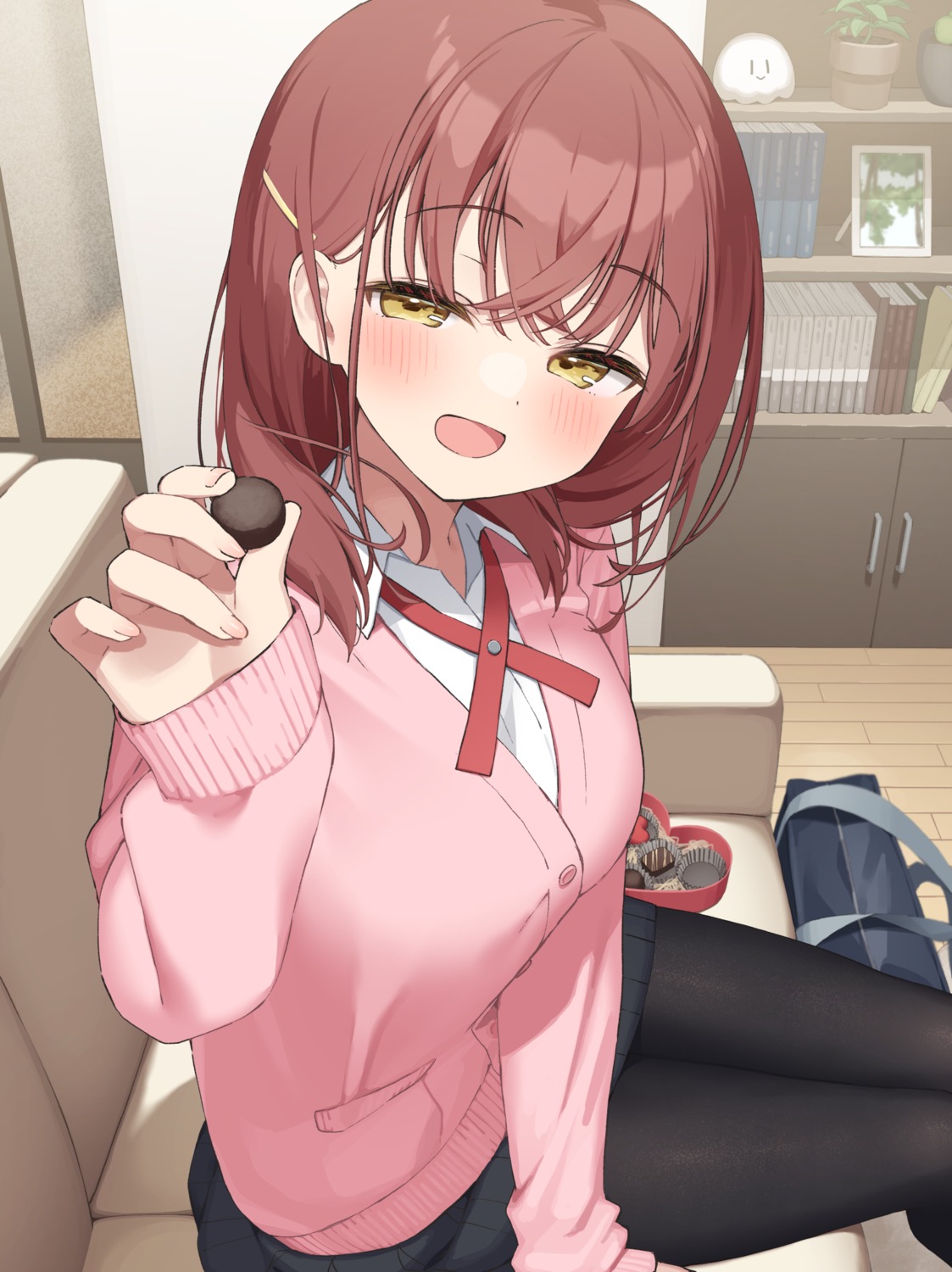 akari_(muninshiki), muninshiki, pantyhose, seifuku, sweater, valentine