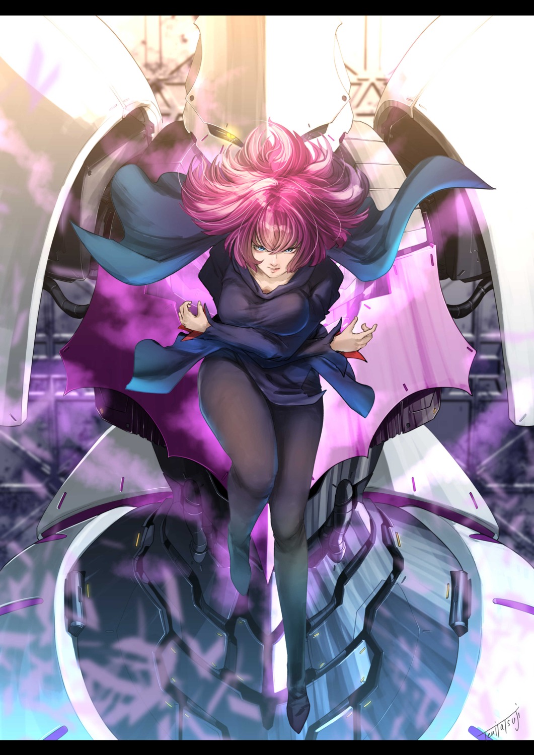 dress, gundam, haman_karn, mecha, pantyhose, skirt_lift, tenitatsuji, zeta_gundam