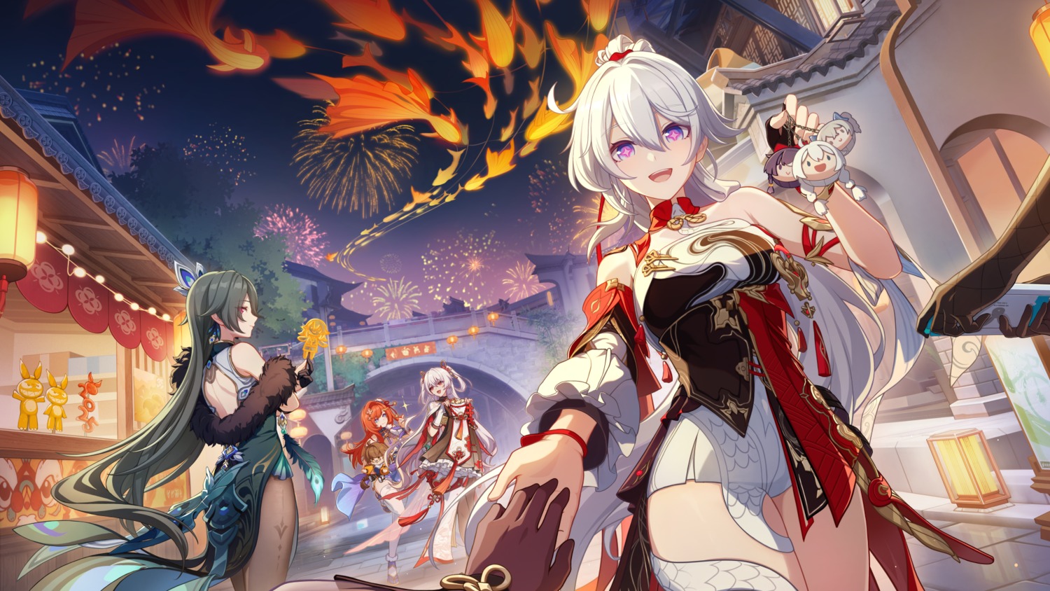 asian_clothes, benghuai_xueyuan, bronya_zaychik, chibi, honkai_impact, kiana_kaslana, no_bra, pantyhose, raiden_mei, senadina_(honkai_impact), tagme, theresa_apocalypse, thighhighs, vita_(honkai_impact), wallpaper