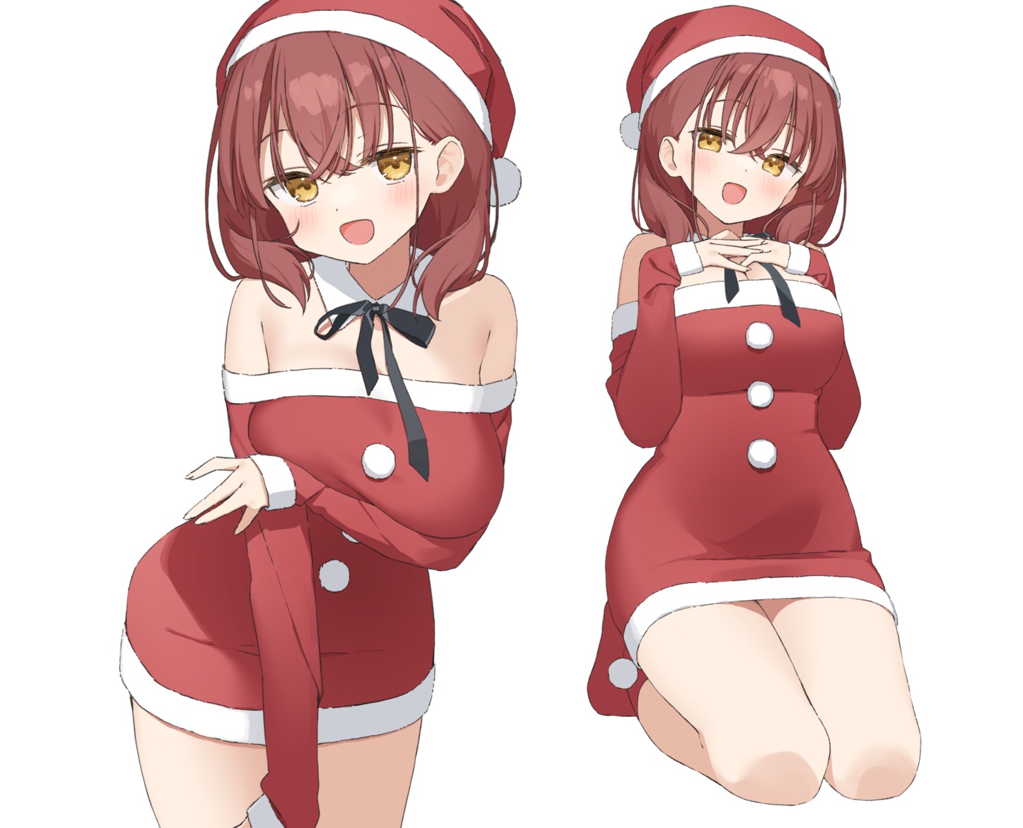 akari_(muninshiki), breast_hold, christmas, dress, muninshiki, no_bra