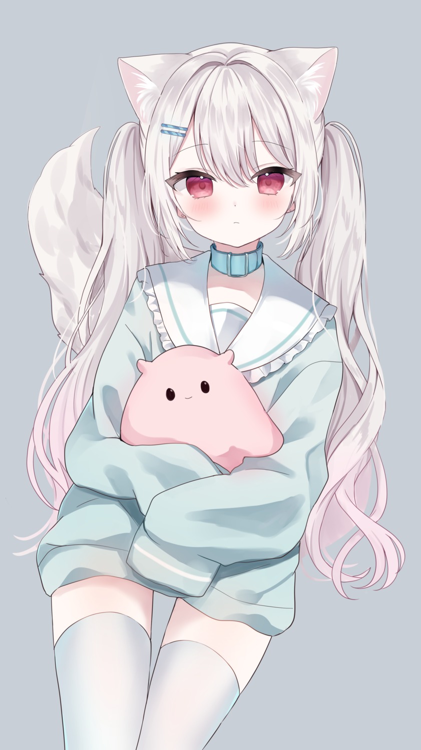 animal_ears, hamico, nekomimi, seifuku, tail, thighhighs