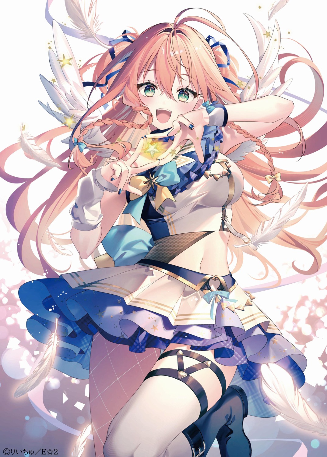 fishnets, garter, no_bra, rianastia_fluegel, riichu, skirt_lift, stockings, thighhighs