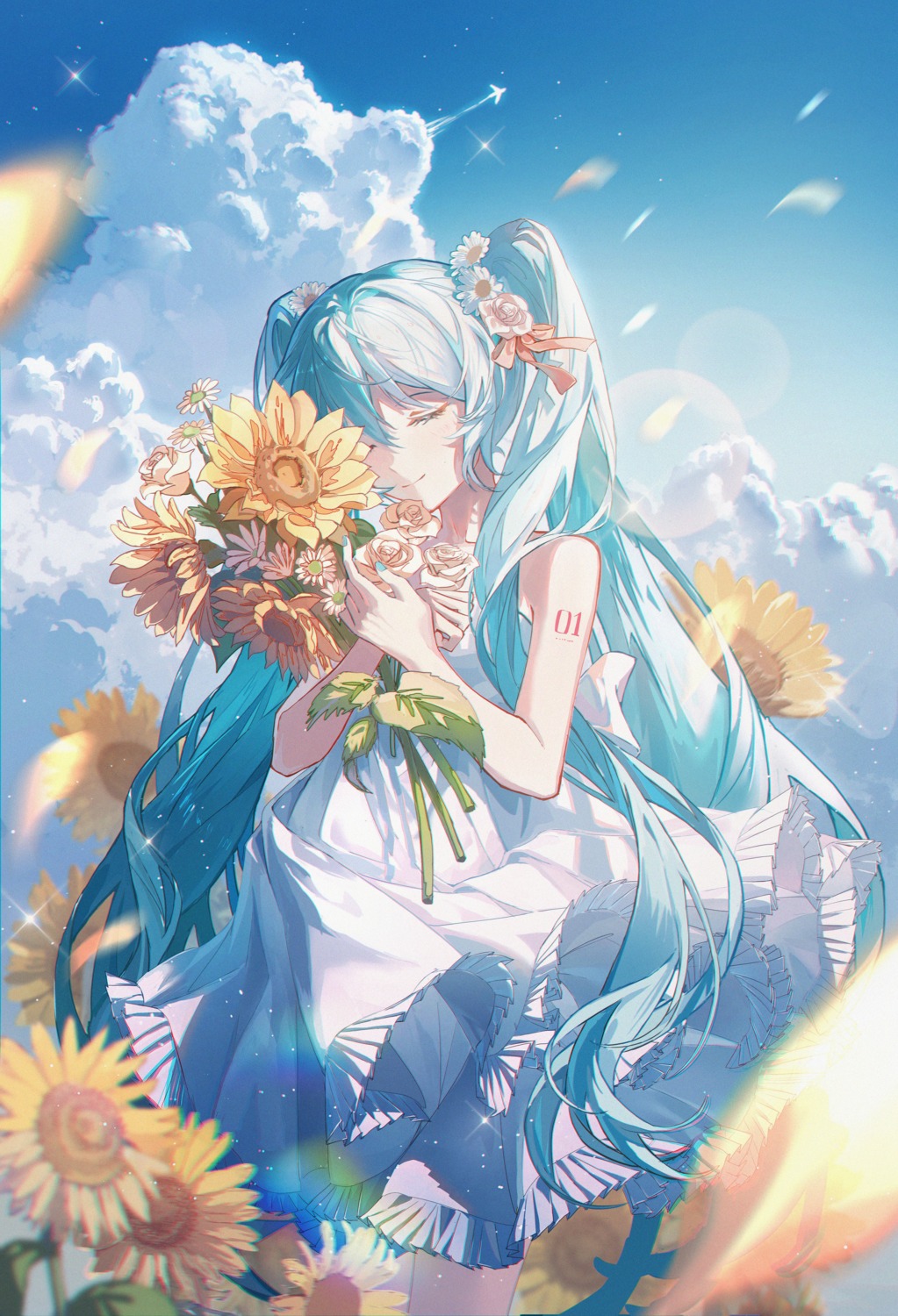 dress, hatsune_miku, ji_ye_fan_sheng, tattoo, vocaloid