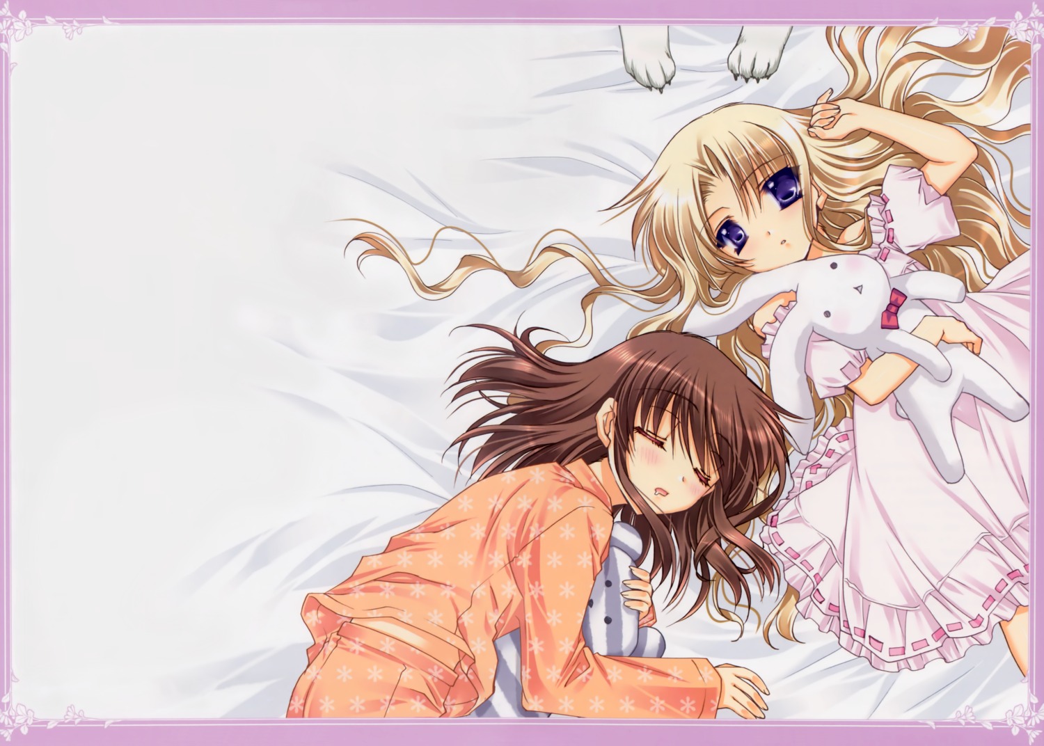 detexted, dress, naruse_yui, pajama, ryuuga_shou, sakuraba_tamaki, yuugen-gaisha_cobolt_shiritsu_tanteisha