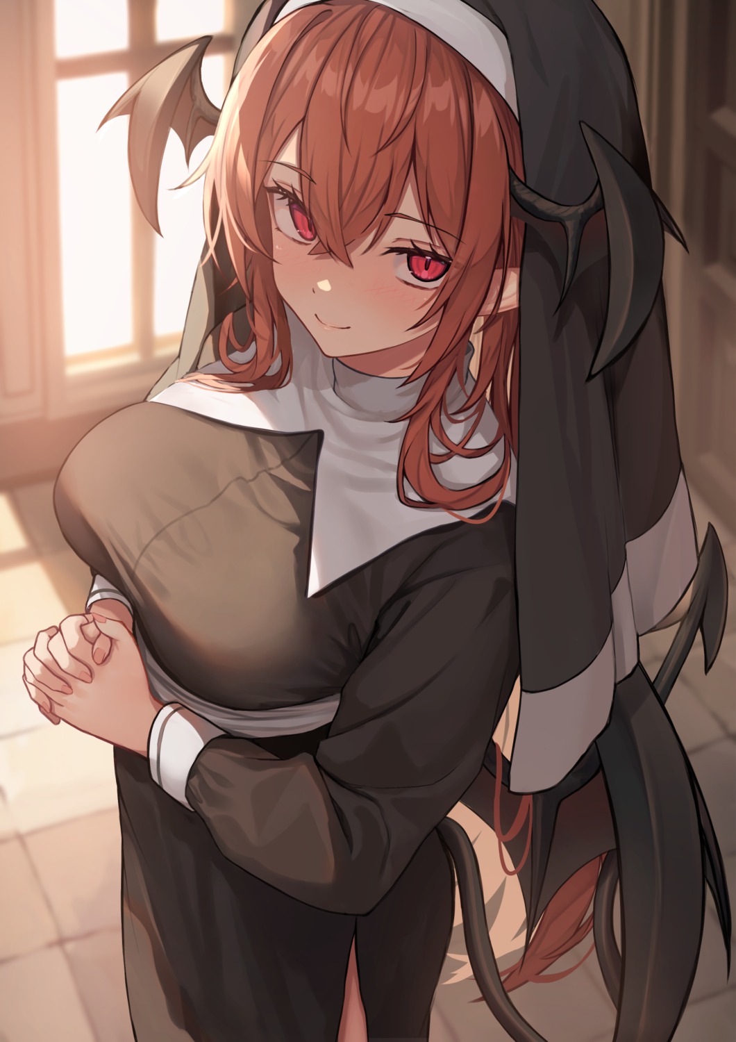 koakuma, nun, pointy_ears, tail, touhou, wings, wowoguni