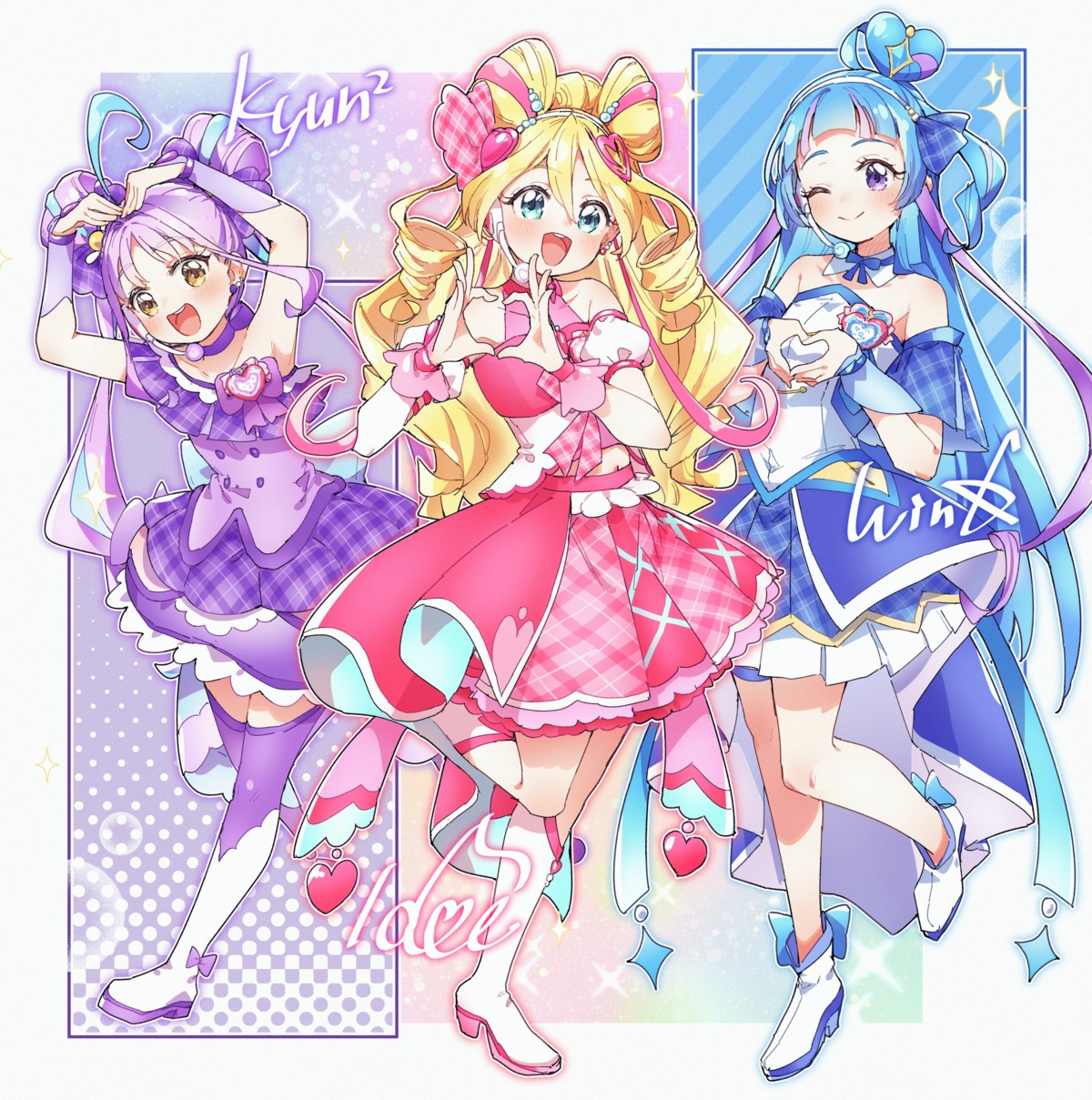 aokaze_nana, heels, kimi_to_idol_precure, kusaka_shi, no_bra, precure, sakura_uta, shigure_kokoro