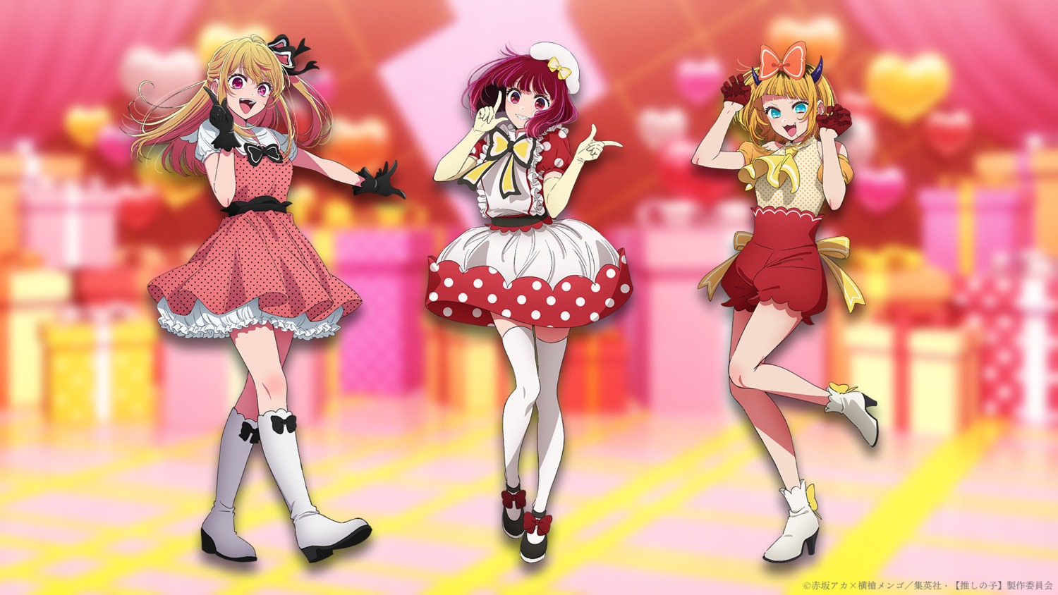 [oshi_no_ko], arima_kana, heels, hirayama_kanna, horns, hoshino_ruby, mem-cho, thighhighs