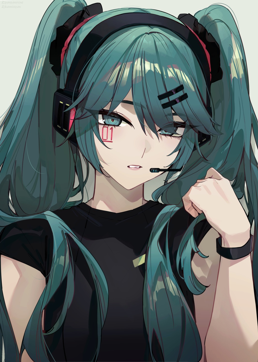 hatsune_miku, headphones, kanniiepan, tattoo, vocaloid