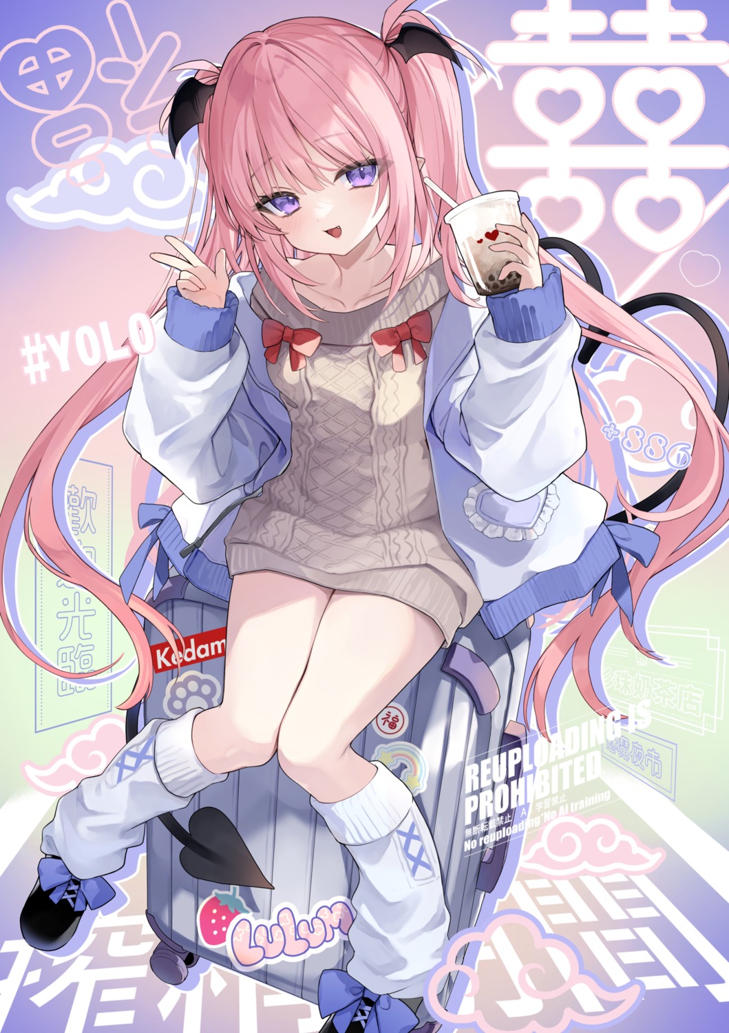 dress, hippeastrum_hybridum, pointy_ears, sweater, tail, tamano_kedama, wings
