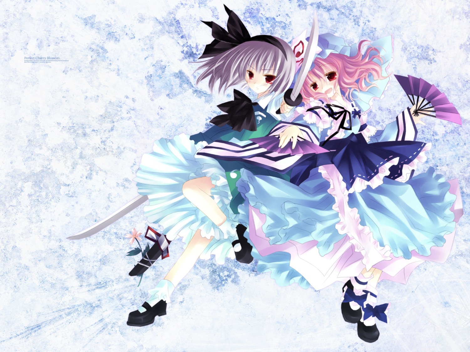 chronolog, i.s.w, konpaku_youmu, saigyouji_yuyuko, sakurazawa_izumi, touhou, wallpaper