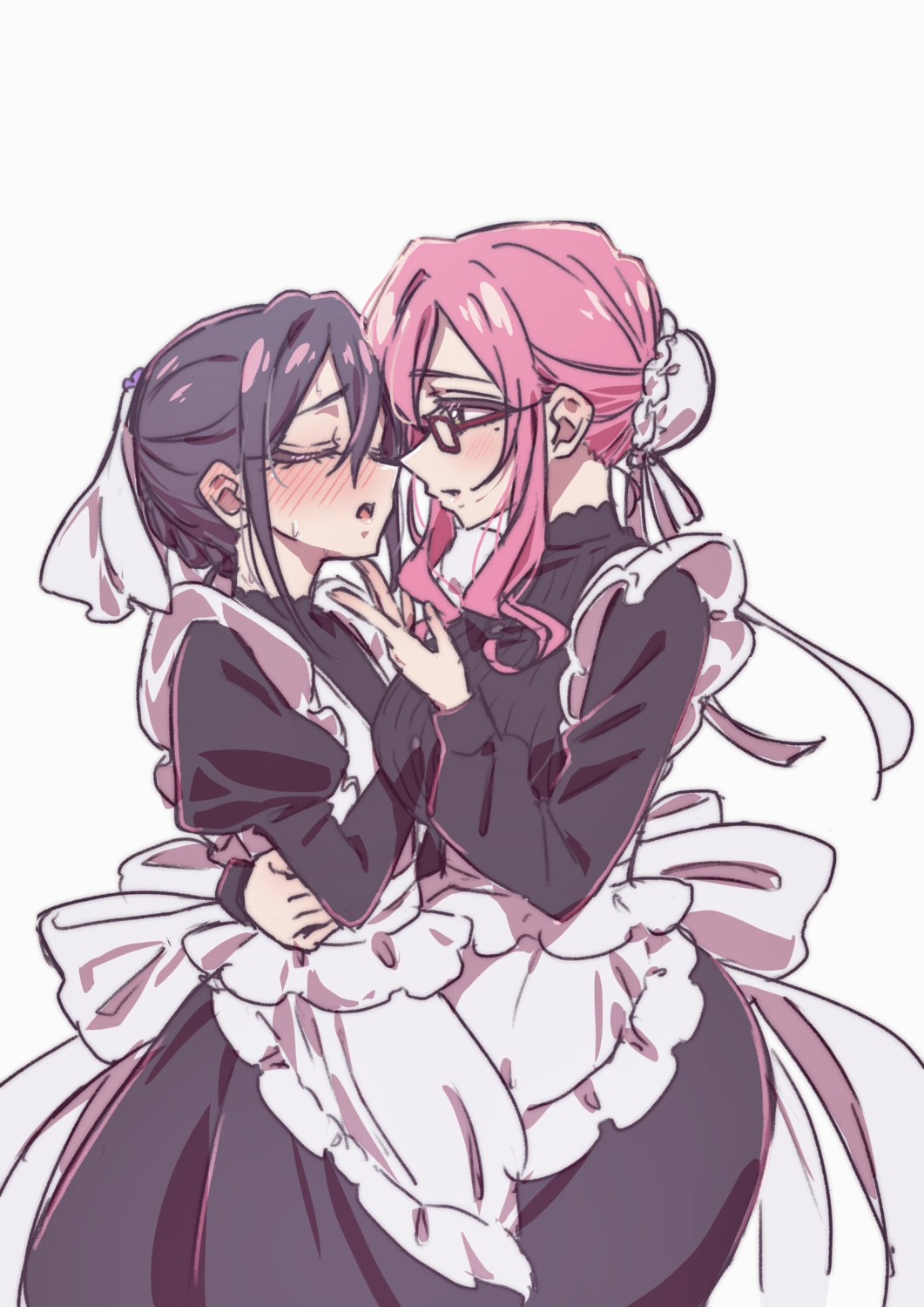 hanazono_hahari, kimi_no_koto_ga_dai_dai_dai_dai_daisuki_na_100-nin_no_kanojo, maid, megane, meido_mei, sketch, yano_akane, yuri
