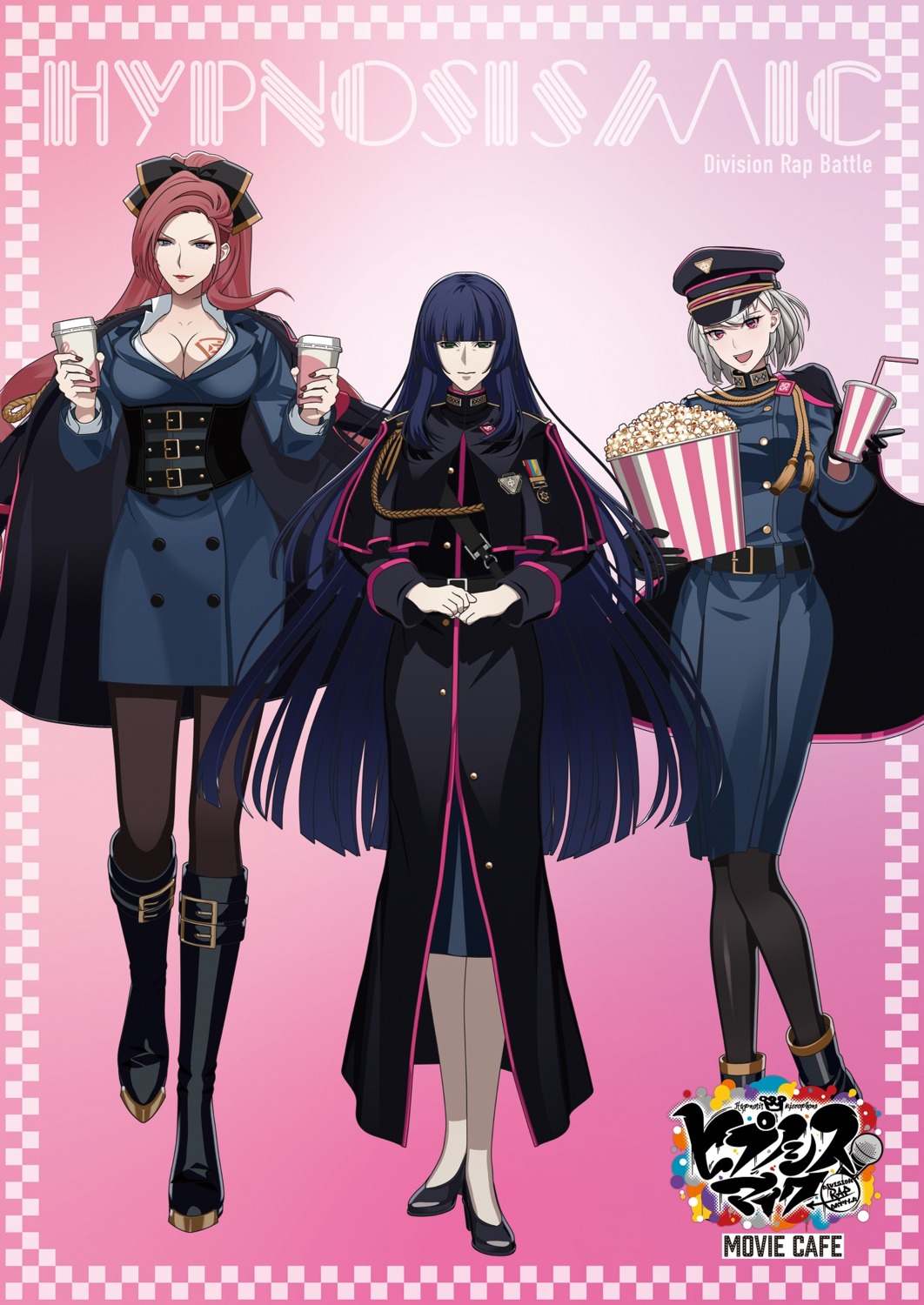 aohitsugi_nemu, cleavage, heels, hypnosis_mic, kadenokouji_ichijiku, open_shirt, pantyhose, tagme, tattoo, touhouten_otome, uniform