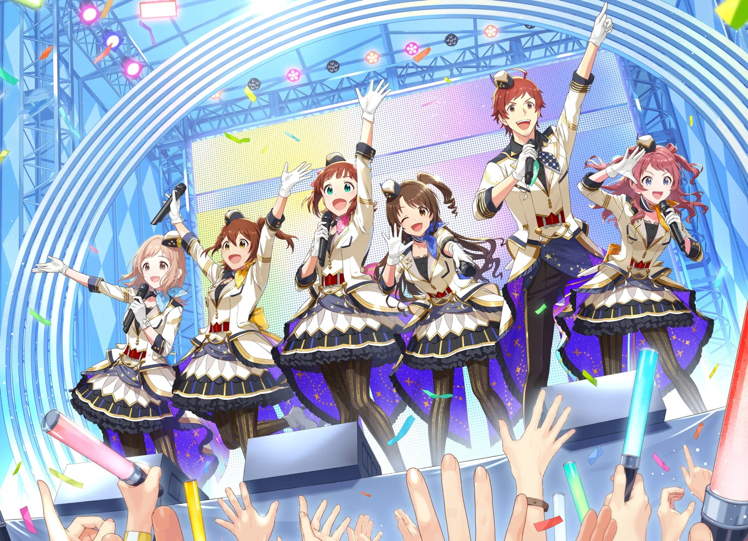 amami_haruka, crossover, gakuen_idolm@ster, hanami_saki, kasuga_mirai, pantyhose, sakuragi_mano, shimamura_uzuki