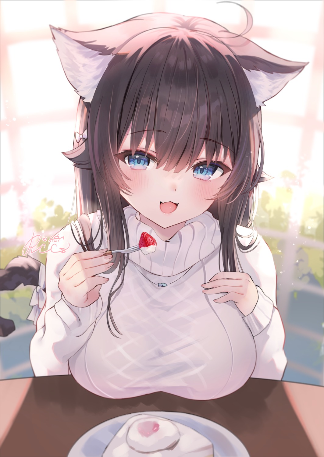 animal_ears, nekomimi, rucaco, sweater, tail