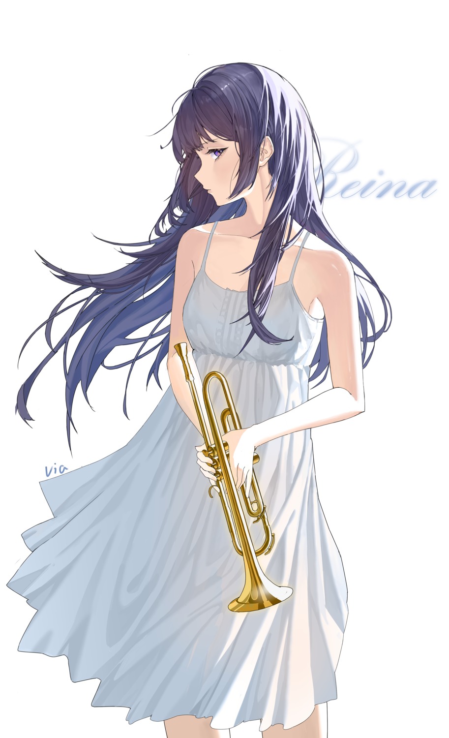 dress, hibike!_euphonium, kousaka_reina, no_bra, summer_dress, v.ia