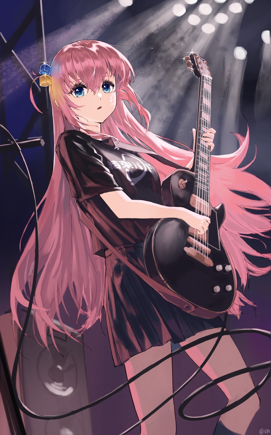 bocchi_the_rock!, gotou_hitori, guitar, seifuku, uniform, v.ia