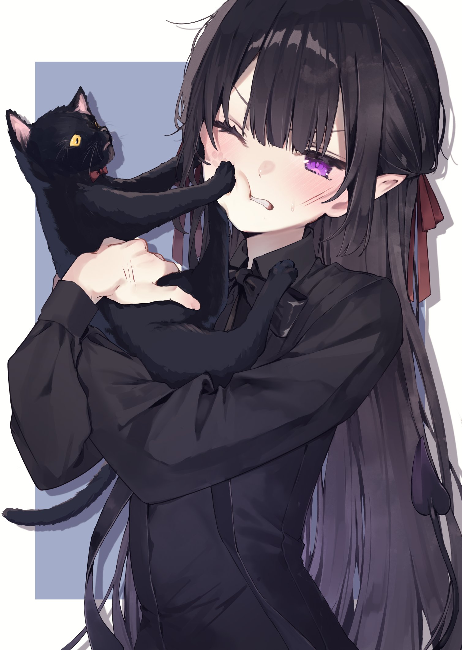 dress, enomoto_nao, neko, pointy_ears, tail, yoru_(mignon)