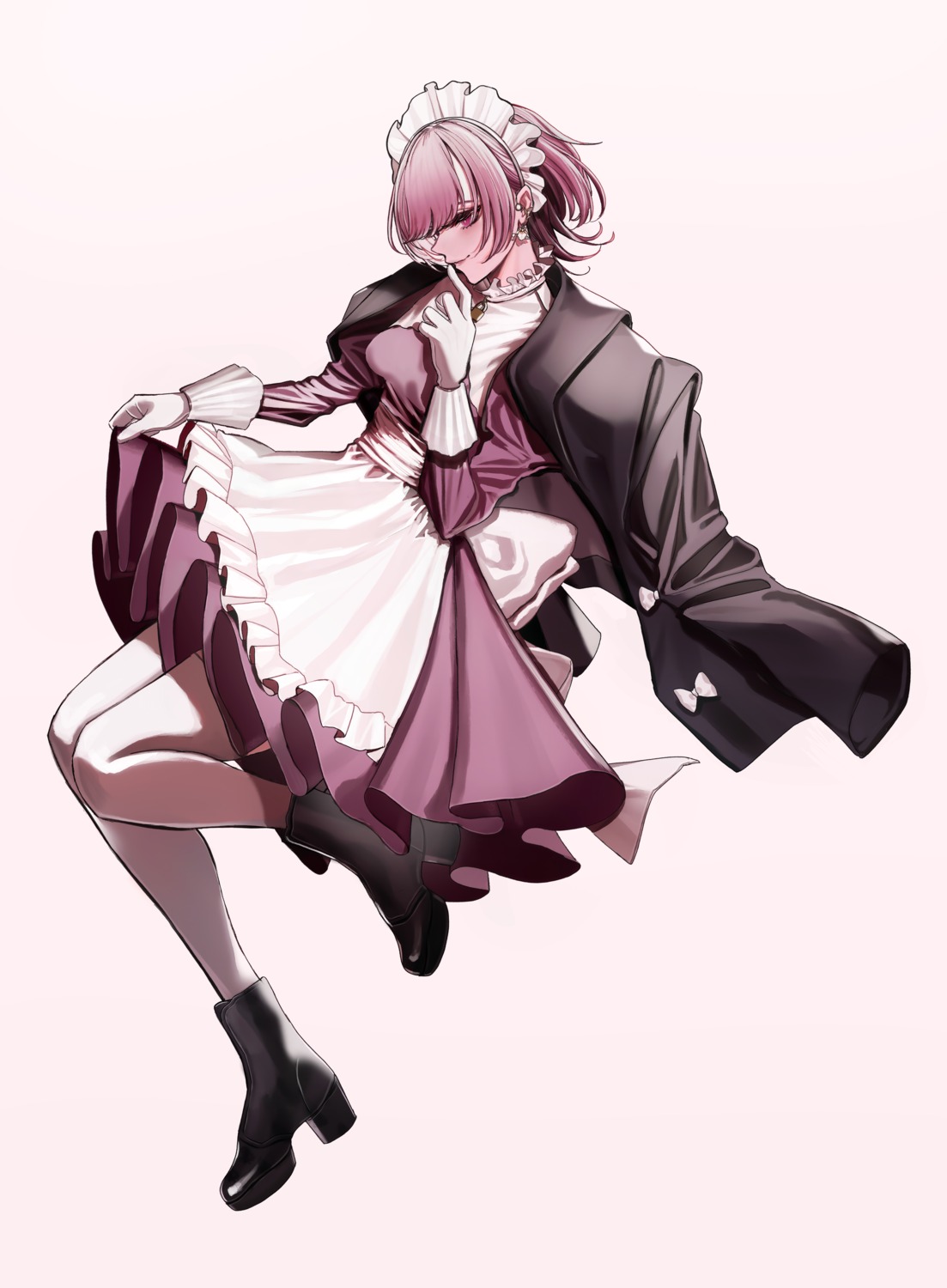 heels, maid, shinonome_nemu_(nemulog_sn), skirt_lift, thighhighs