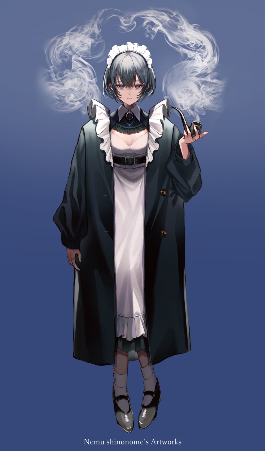 maid, shinonome_nemu_(nemulog_sn), smoking