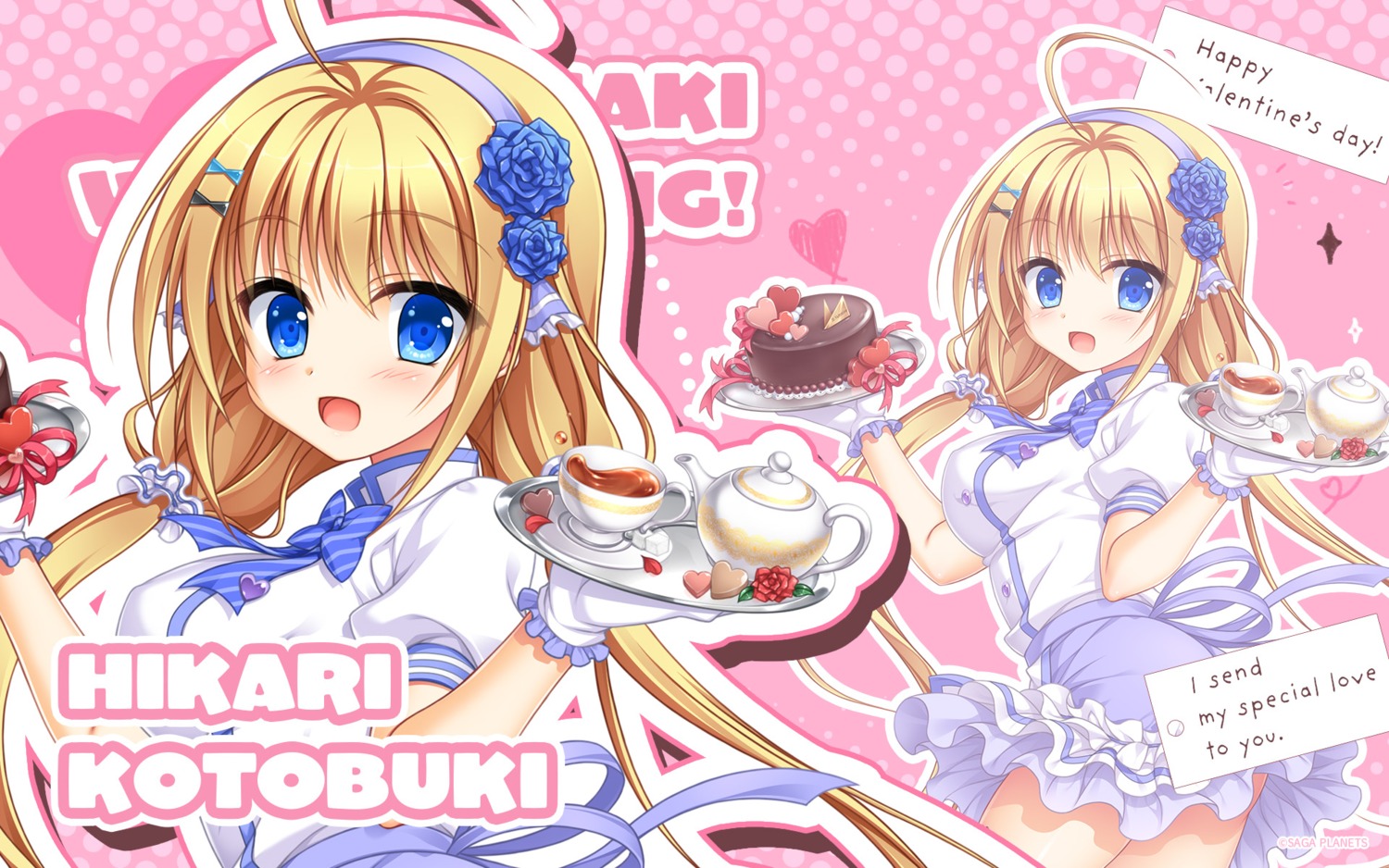 hanasaki_work_spring, kotobuki_hikari, matsumiya_kiseri, saga_planets, skirt_lift, valentine, waitress, wallpaper