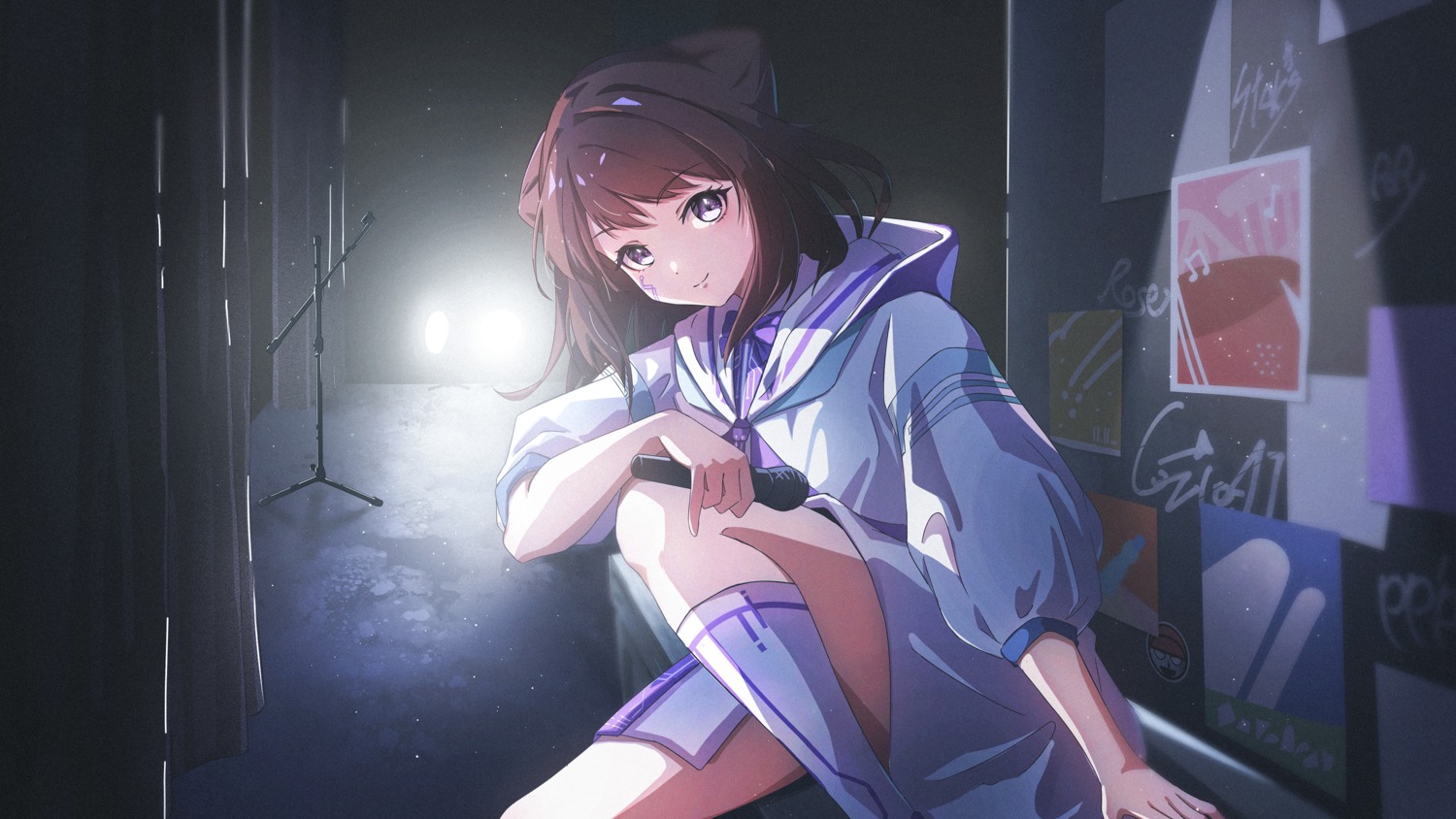 bang_dream!, negoma54, skirt_lift, tattoo, toyama_kasumi, wallpaper