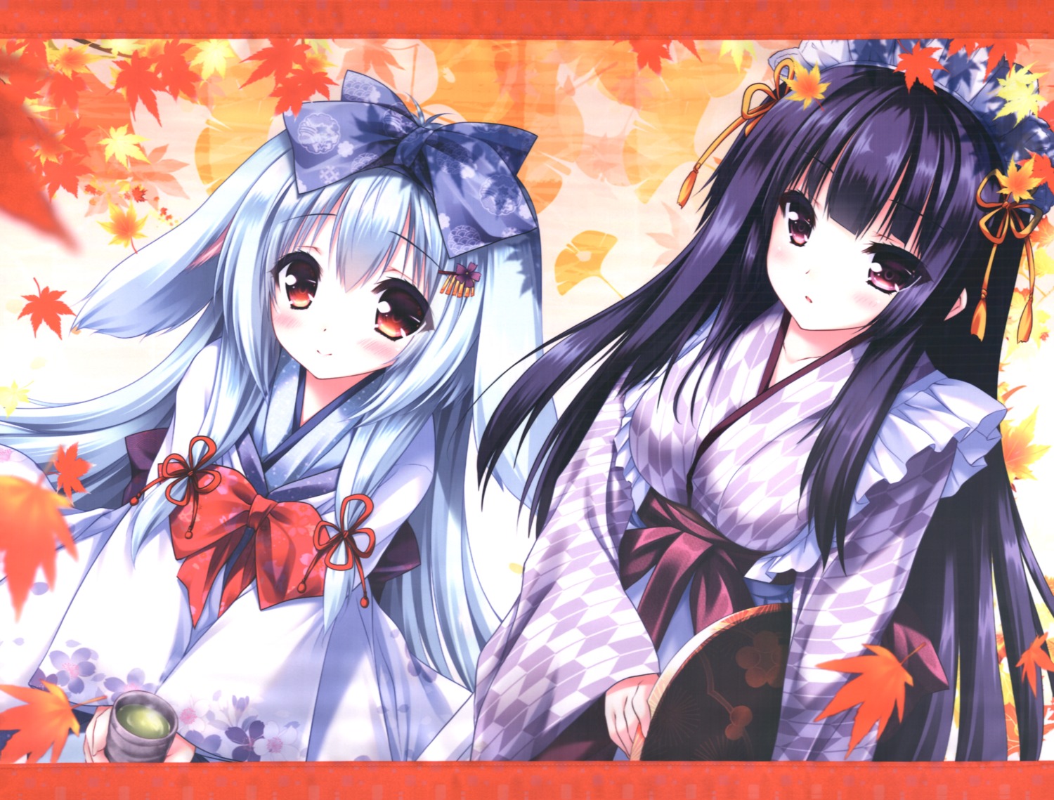 animal_ears, ikaruga_kazuha, japanese_clothes, lump_of_sugar, maid, moekibara_fumitake, nice_try, screening, tarumi_konoha, wa_maid, waitress, yorite_konoha_wa_kurenai_ni