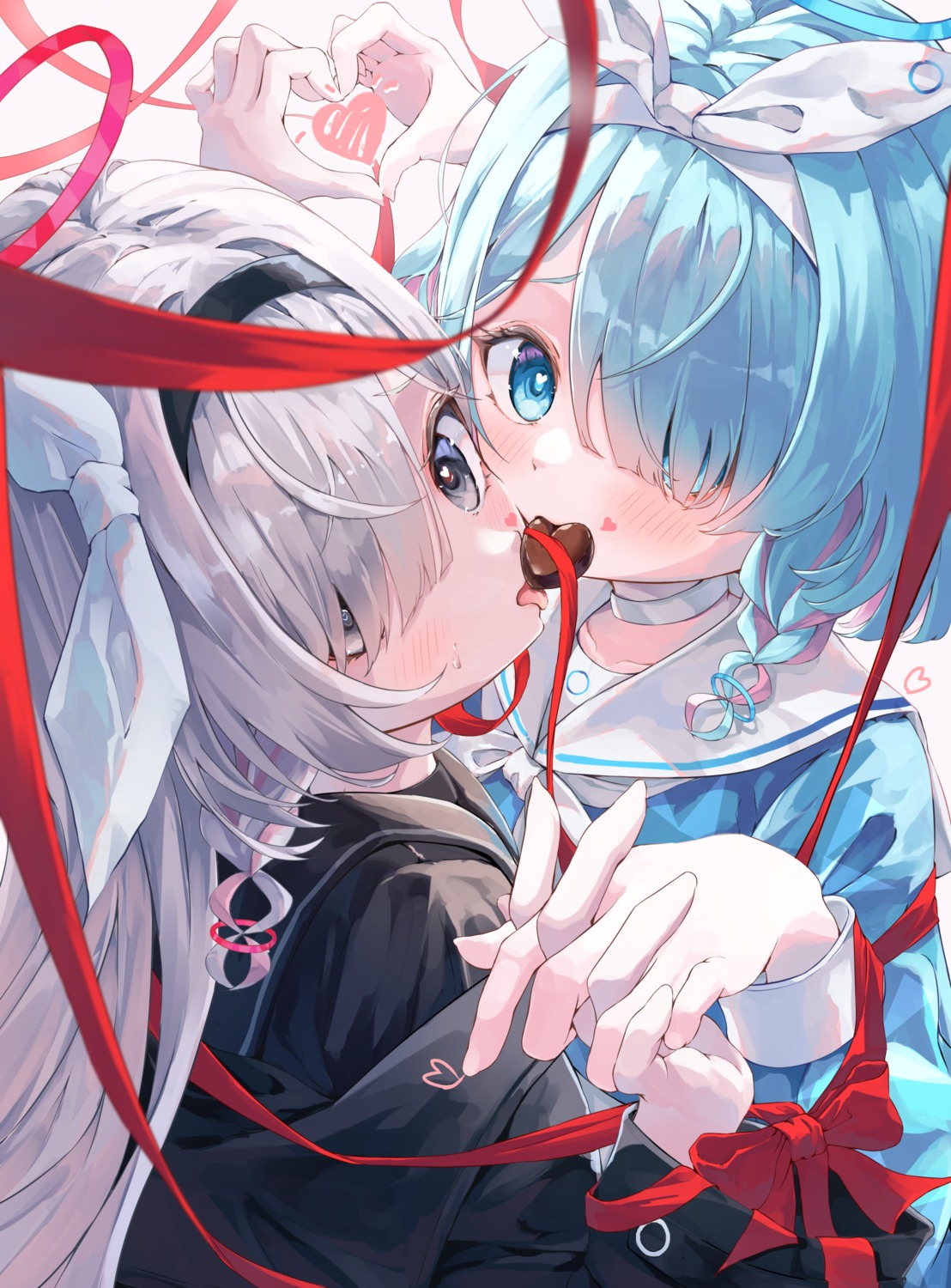 arona_(blue_archive), blue_archive, halo, plana_(blue_archive), re_inverse, seifuku, valentine, yuri