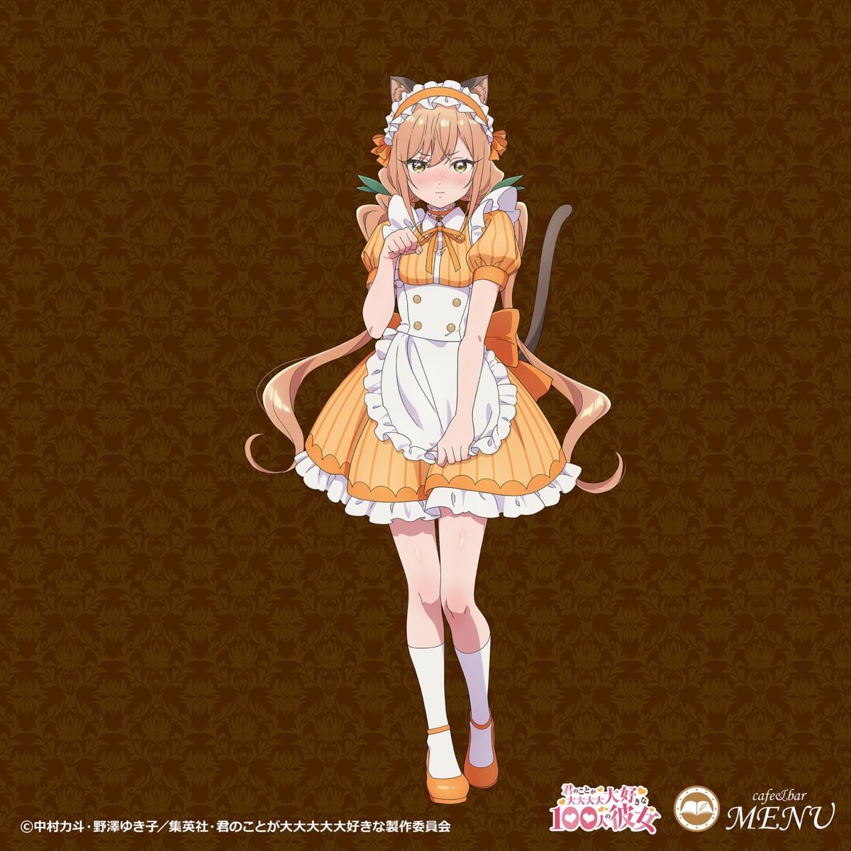 animal_ears, inda_karane, kimi_no_koto_ga_dai_dai_dai_dai_daisuki_na_100-nin_no_kanojo, maid, nekomimi, tagme, tail, waitress