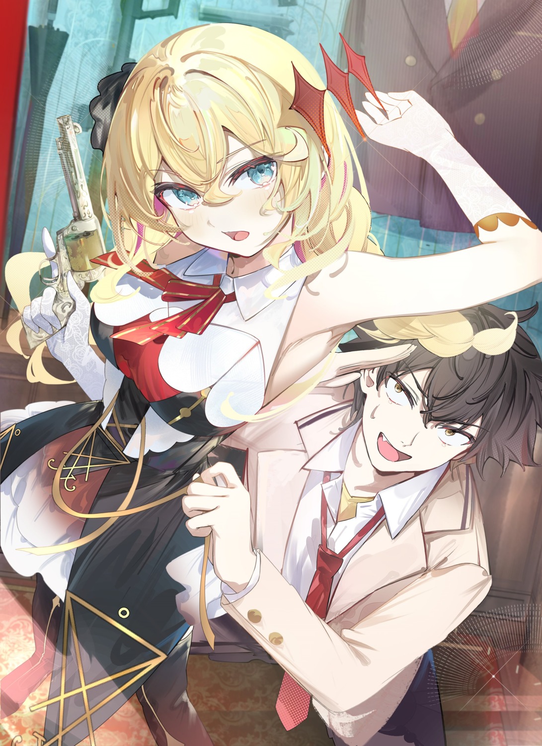 datenshi_heika_no_ooseno_mamani, elle_(datenshi_heika), gun, laudayon, madarame_shinichi, seifuku, thighhighs