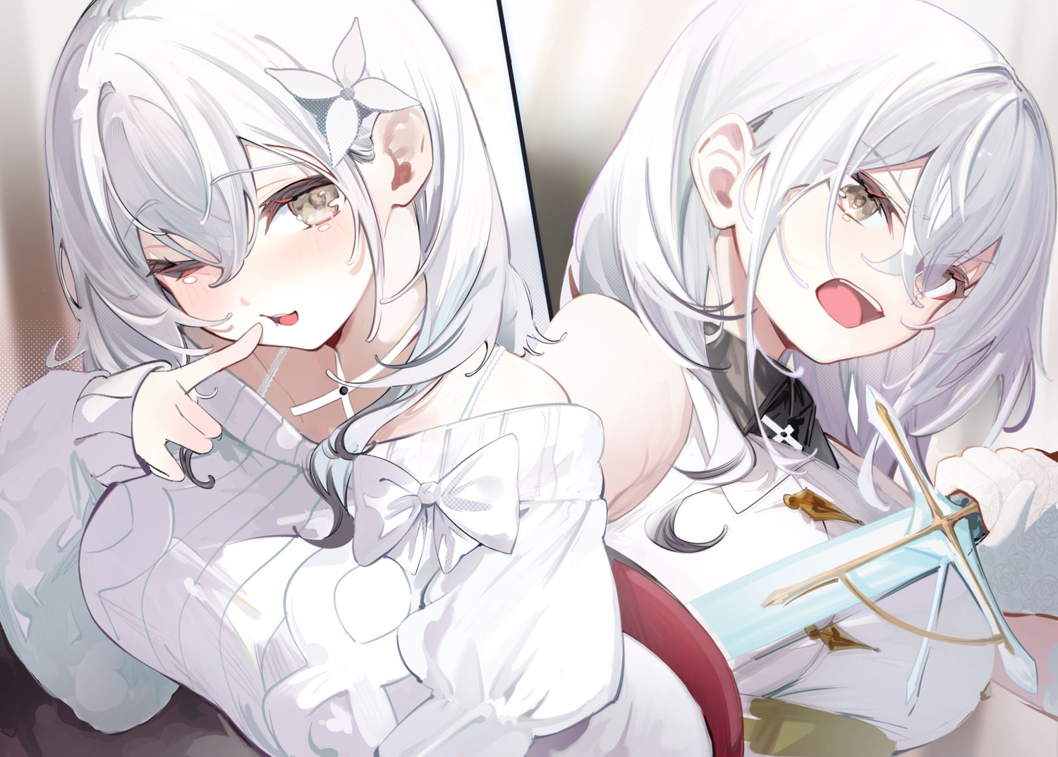 datenshi_heika_no_ooseno_mamani, laudayon, shirakawa_kyouko_(datenshi_heika), sweater, sword