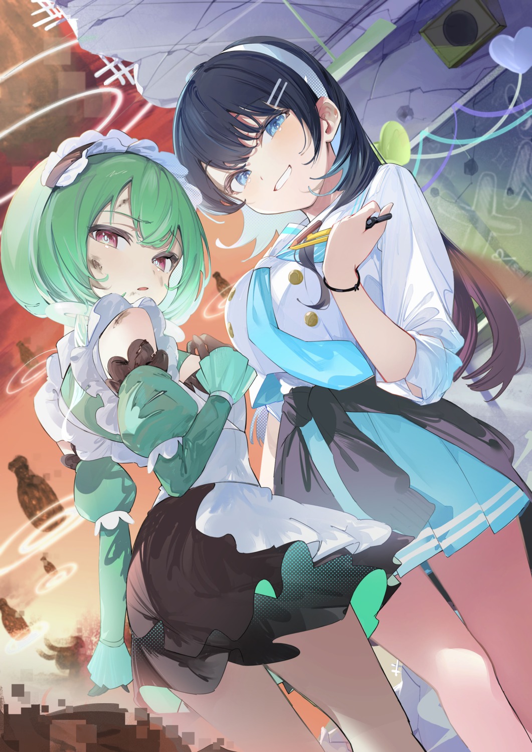 datenshi_heika_no_ooseno_mamani, laudayon, maid, seifuku, sweater, torn_clothes