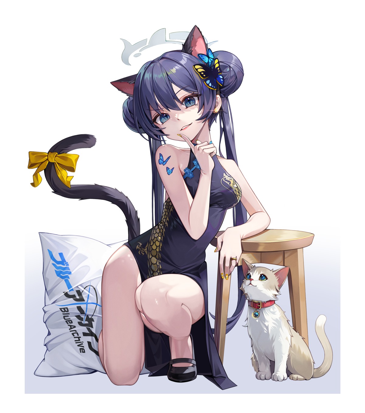 animal_ears, blue_archive, chinadress, halo, heavenly_rabbit, neko, nekomimi, ryuuge_kisaki, tail