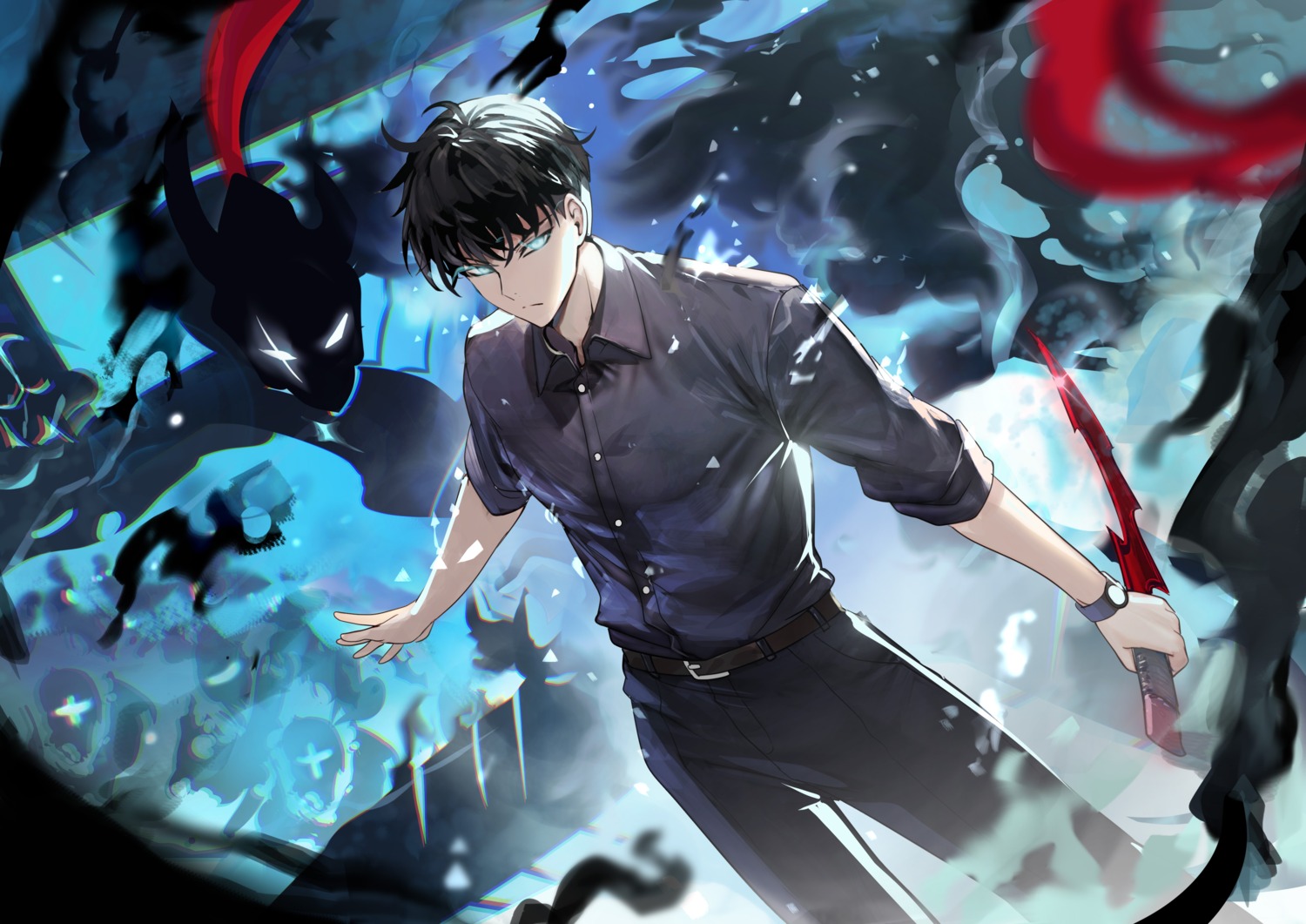 armor, igris, male, na_honjaman_level_up, sung_jin-woo, sword, teddy