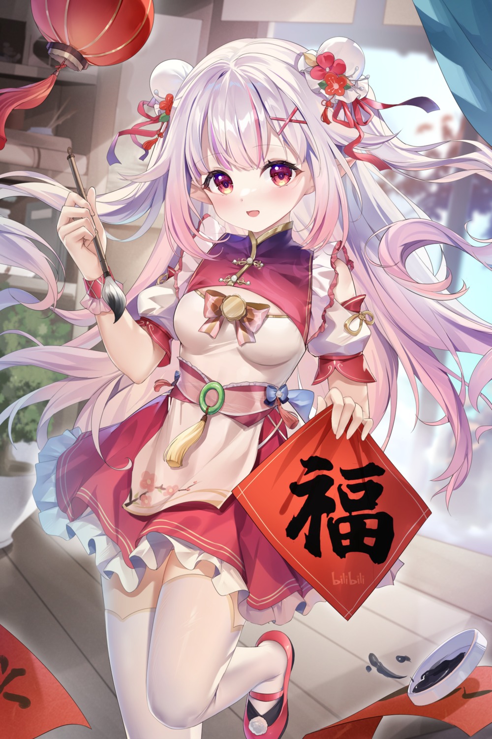 asian_clothes, chucolala, mashiro_kanon, pointy_ears, tagme, thighhighs