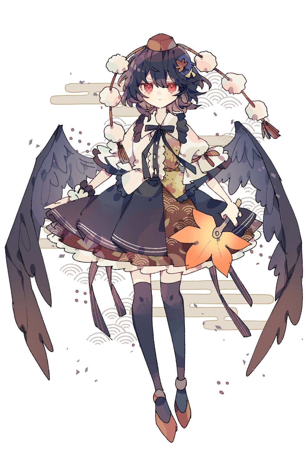 niko_rashika, shameimaru_aya, thighhighs, touhou, wings