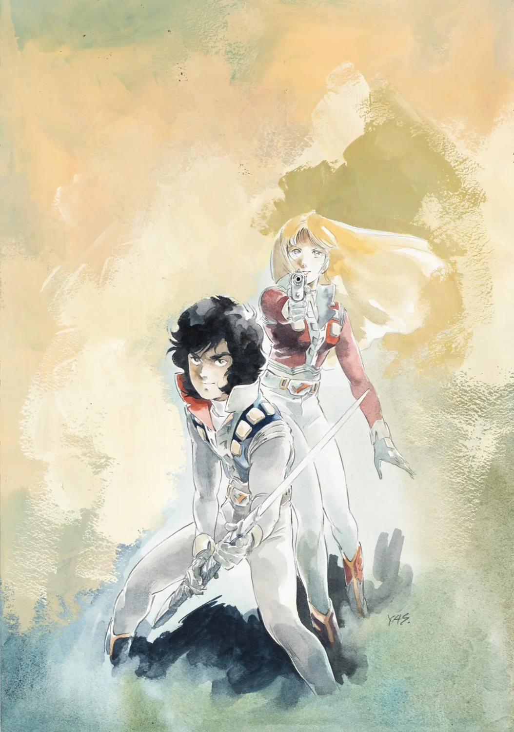 alfin_(crusher_joe), crusher_joe, gun, joe_(crusher_joe), sword, uniform, yasuhiko_yoshikazu