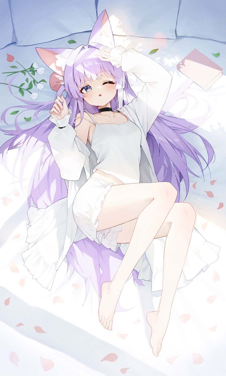 animal_ears, bloomers, pajama, stellive, tenko_shibuki, yoba