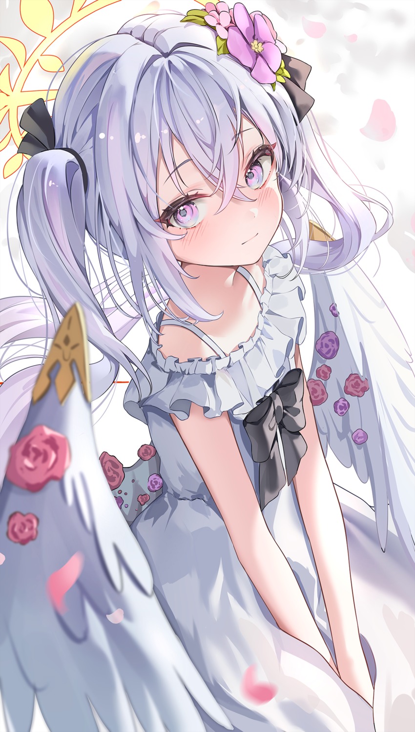 angel, blue_archive, dress, shirasu_azusa, summer_dress, umou_(umouawa), wings