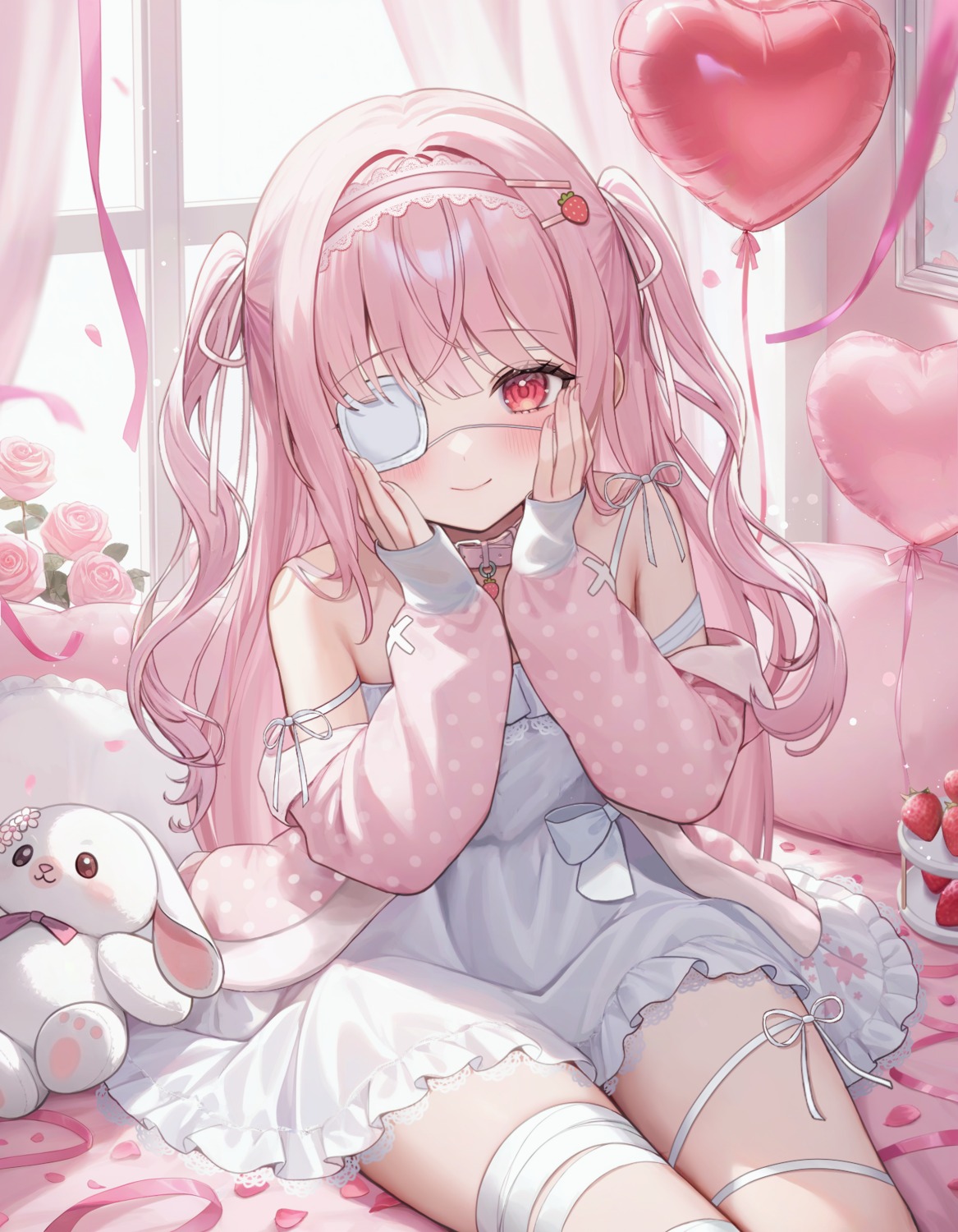 aria_(ariacue), bandages, dress, eyepatch, garter