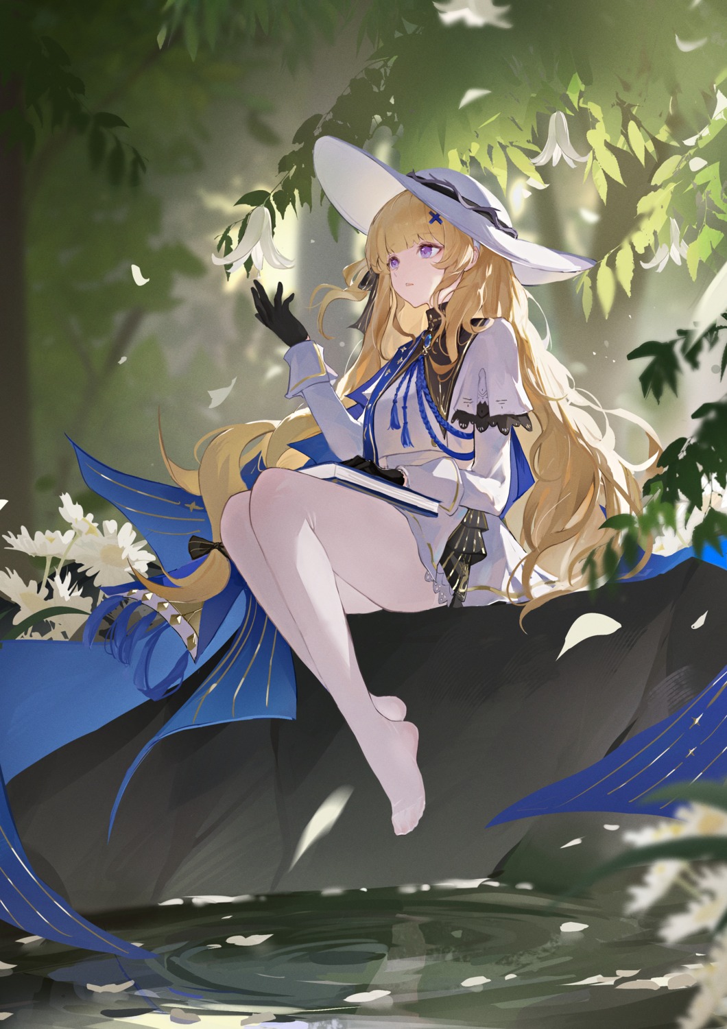 dress, jiang_zhuti_jiojio, pantyhose, phoebe, skirt_lift, wuthering_waves