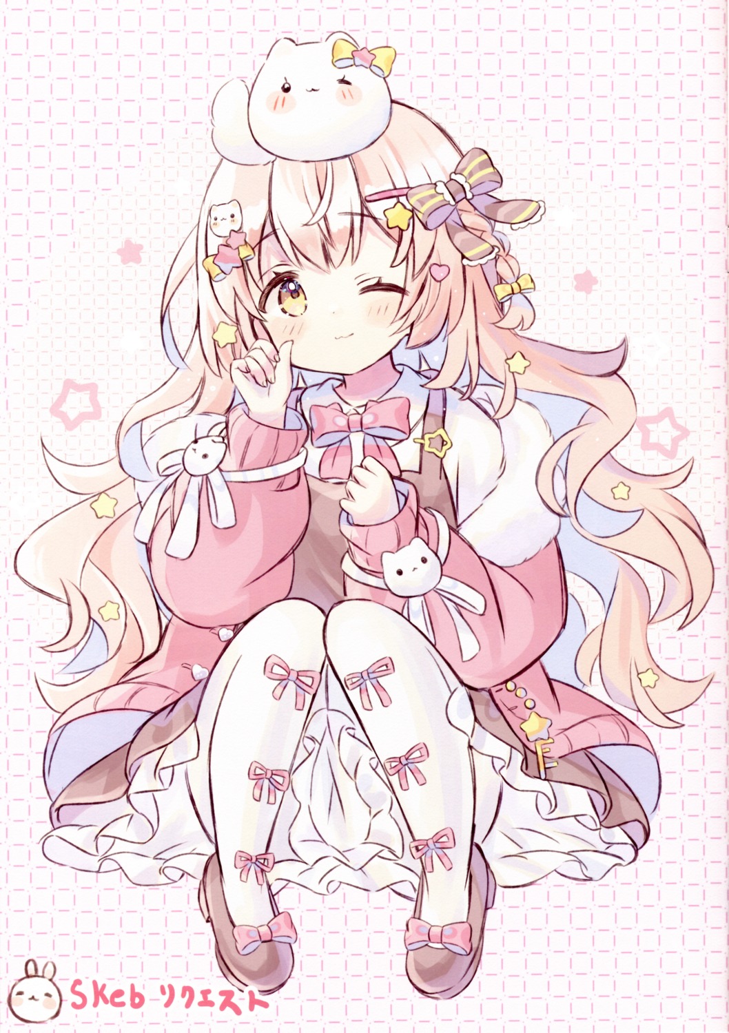 fruitsrabbit, pantyhose, seifuku, skirt_lift, sweater, usapanchieri