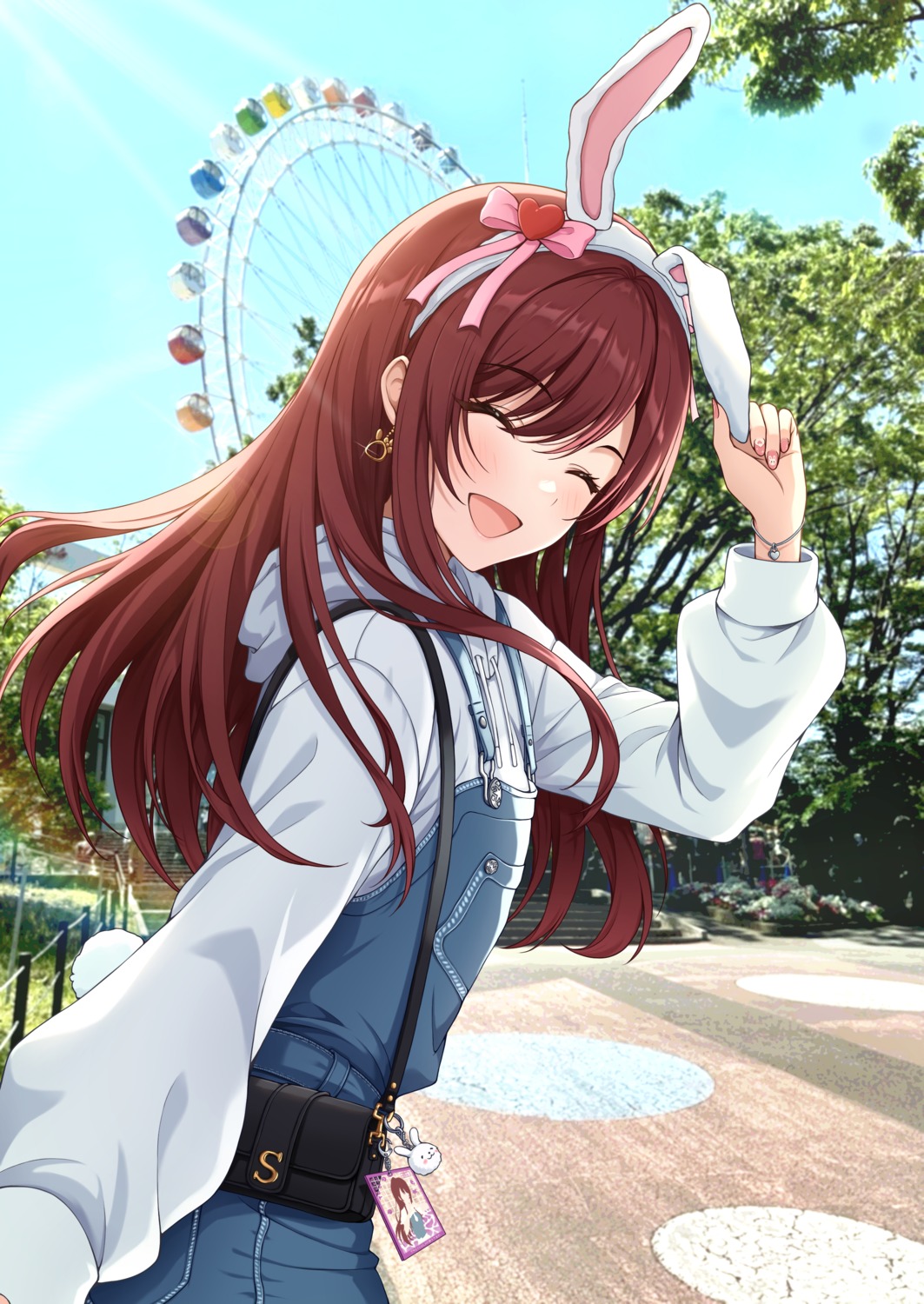 animal_ears, bunny_ears, oosaki_amana, overalls, photo, sorugi_park, tail, the_idolm@ster
