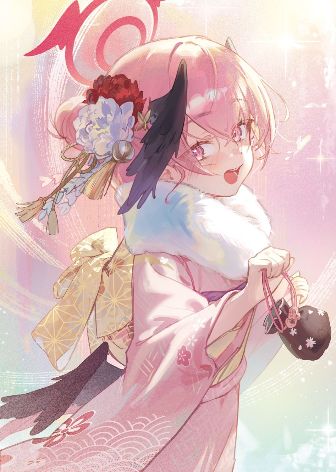 blue_archive, halo, kimono, kokko_(kokko3045), shimoe_koharu, wings